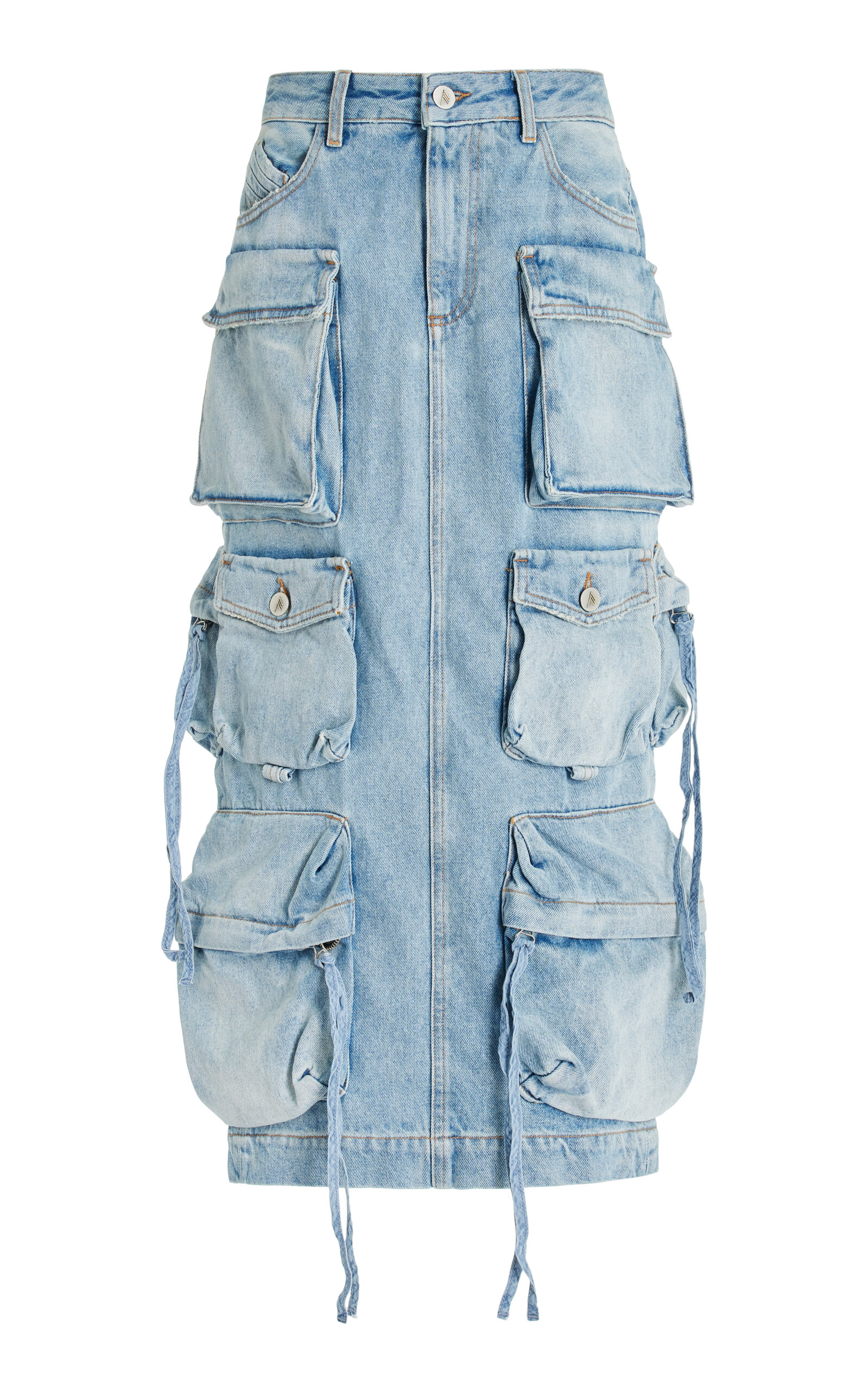 Attico Cargo Denim Skirt In Blue