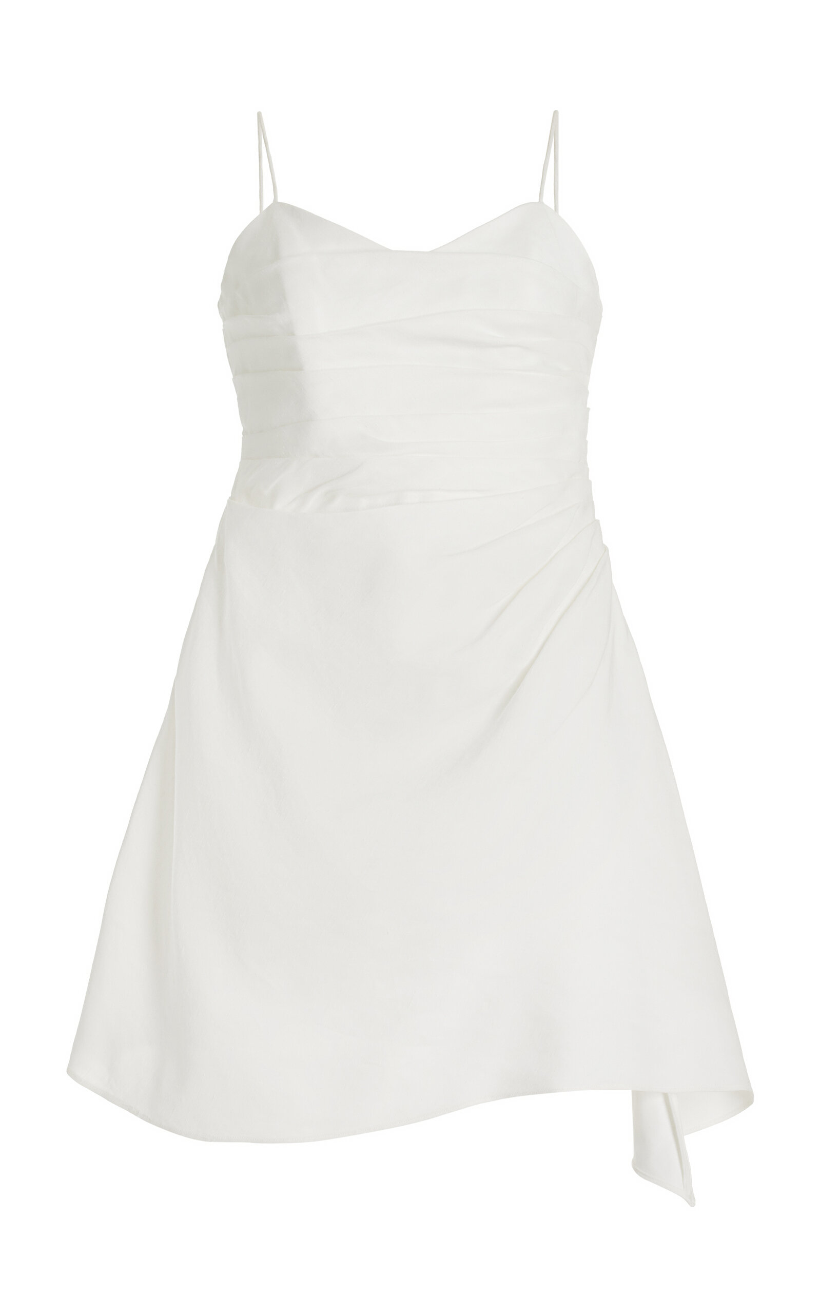 Aje Clarice Draped Linen-blend Mini Dress In Off-white