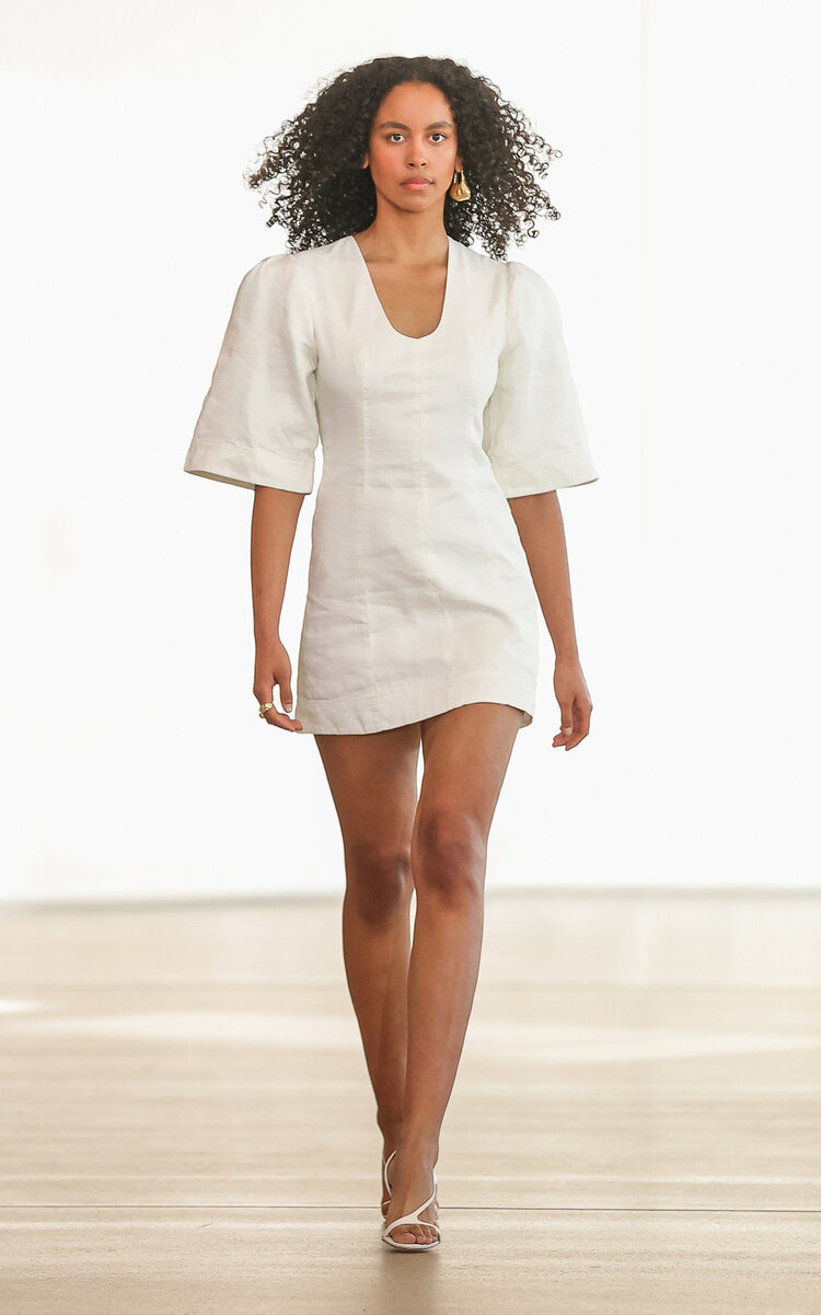 Aje Hunter Twisted Linen-blend Mini Dress In Off-white