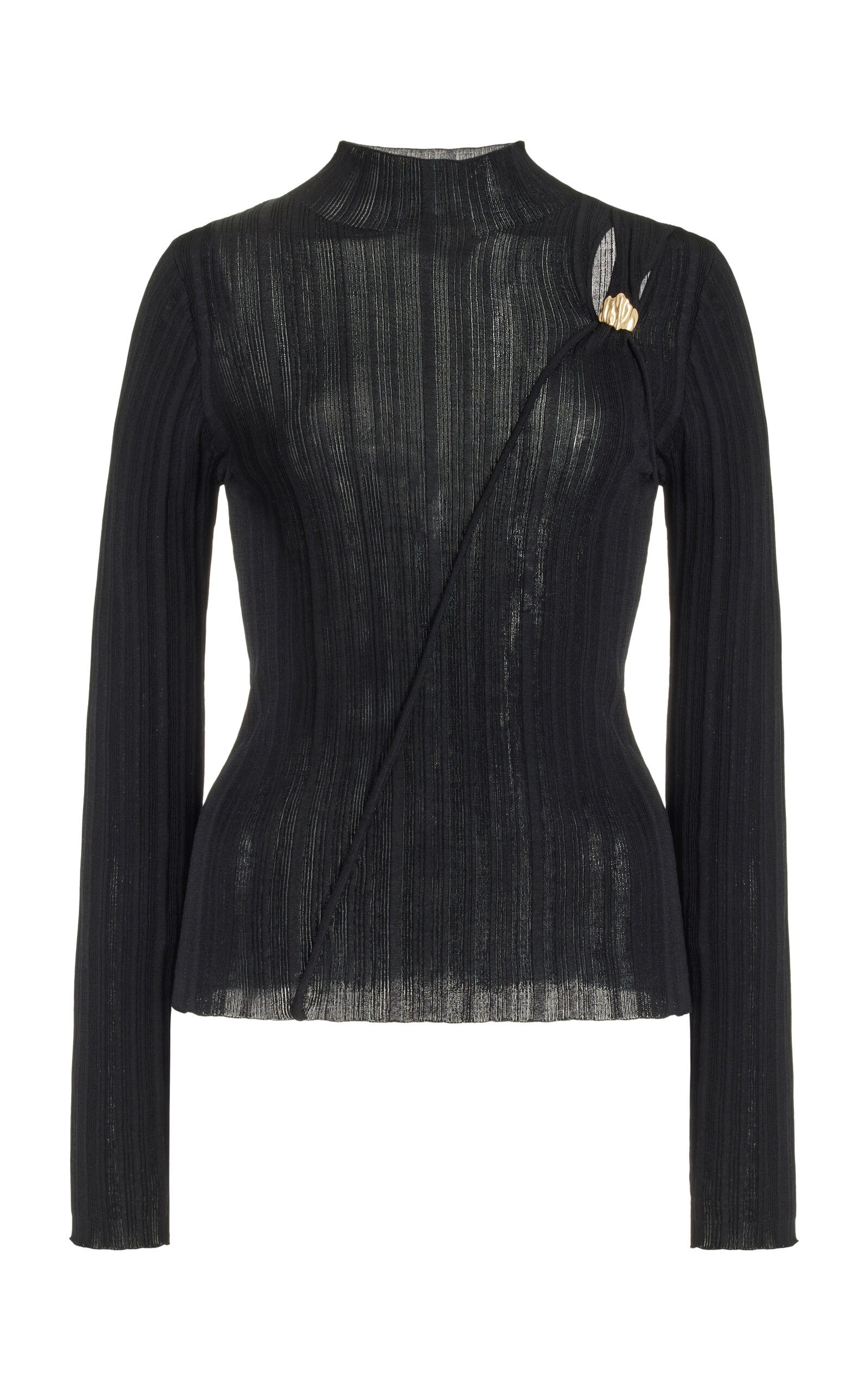 Aje Wave Hardware Rib Knit Top In Black