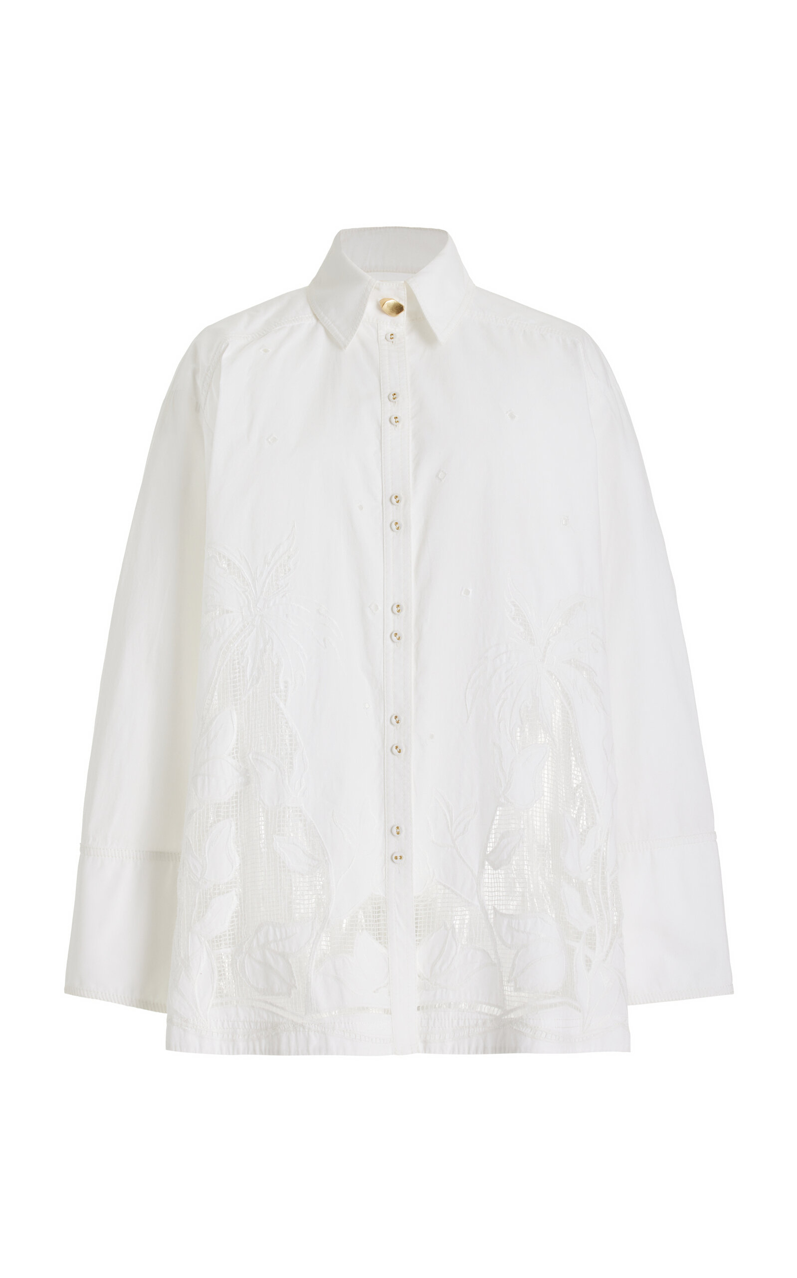 Aje Agua Embroidered Cotton Shirt In Off-white