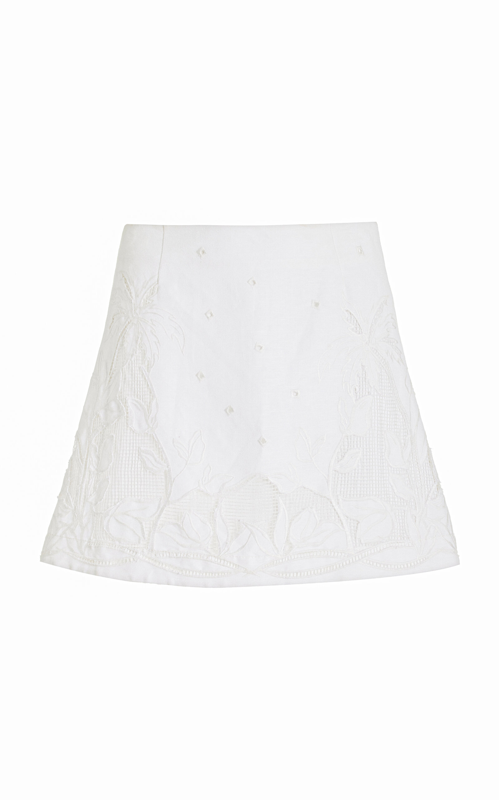 Aje Agua Embroidered Linen-blend Mini Skirt In Off-white