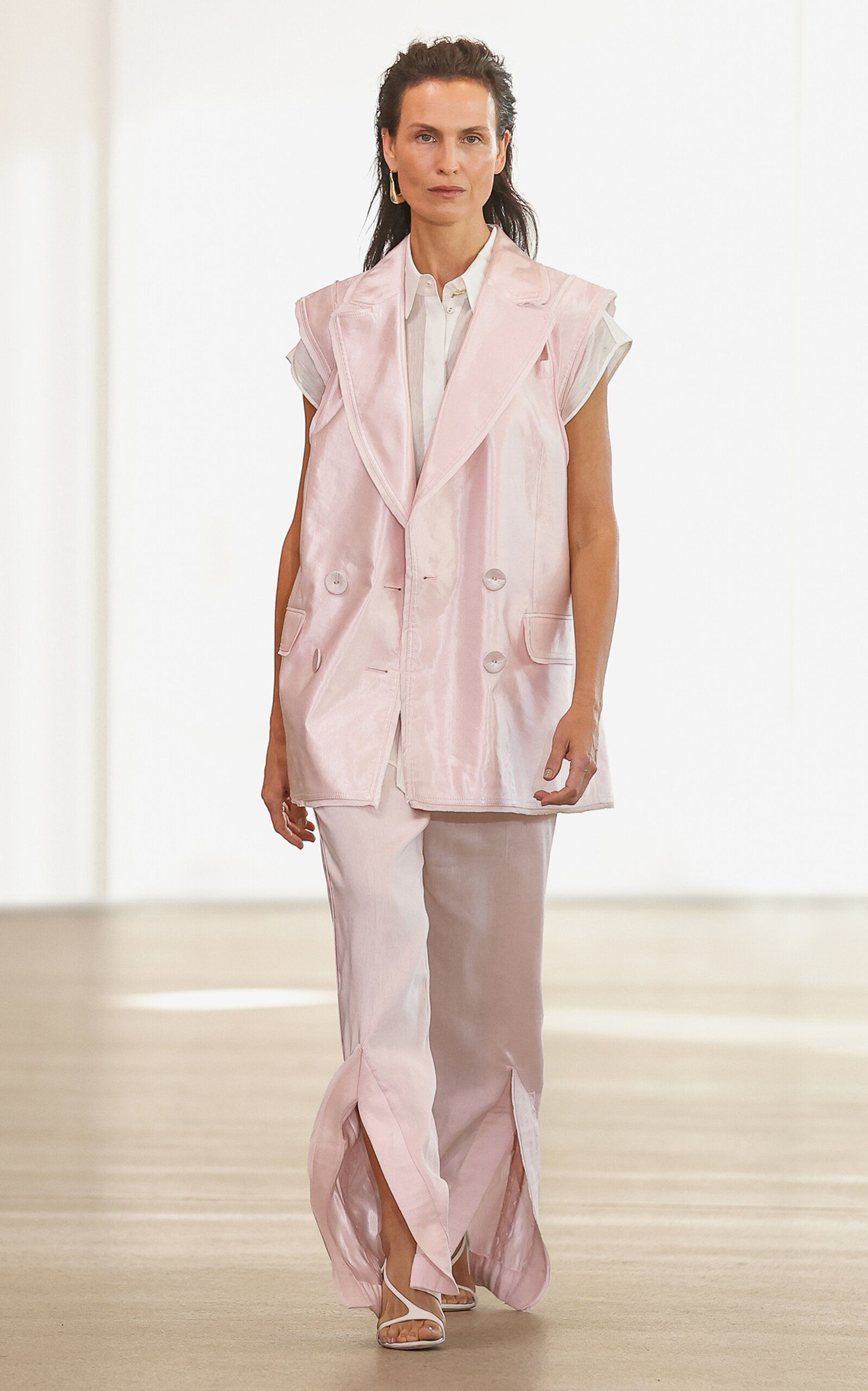 Aje Insight Deconstructed Linen-blend Pant In Pink