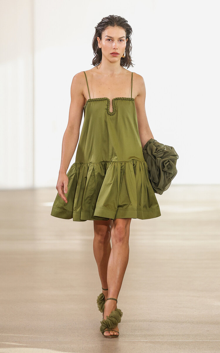 Aje Women's Willow Sweetheart Cotton-blend Mini Dress In Green | ModeSens