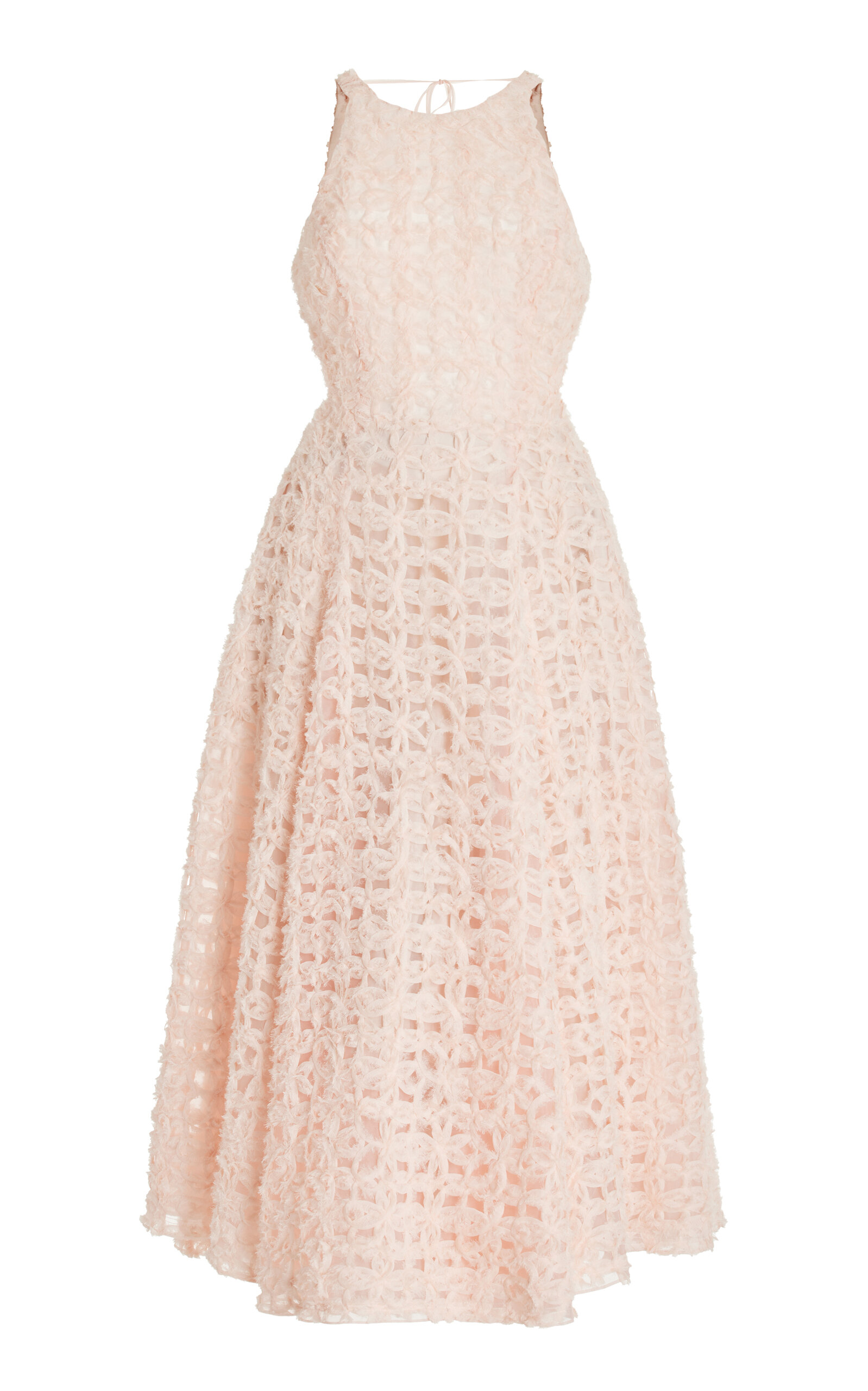 Shop Aje Quintette Backless Crochet Midi Dress In Pink