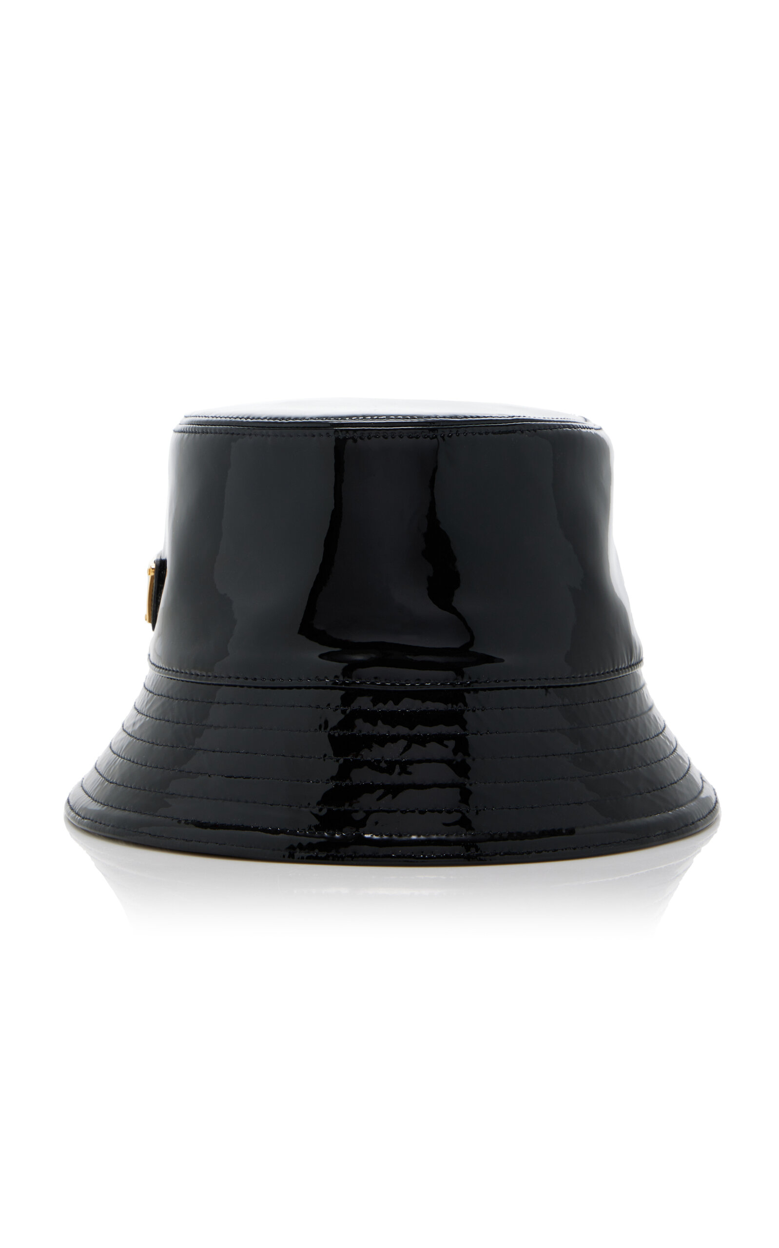 Shop Prada Patent Leather Bucket Hat In Black