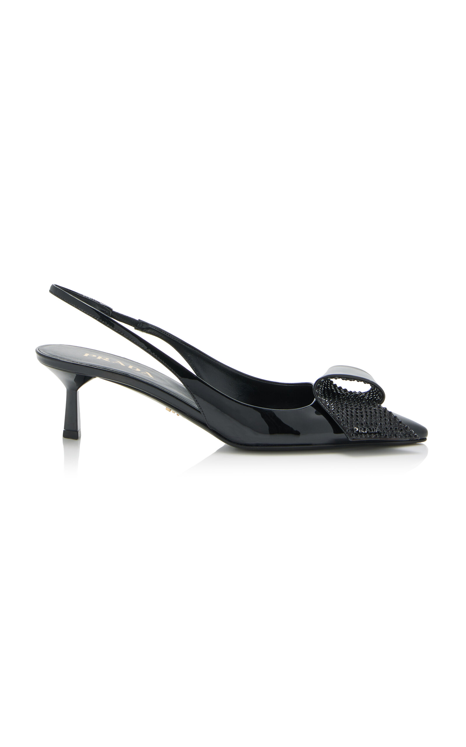 Prada Crystal-Embellished Patent Leather Slingback Pumps - Women's Shoes