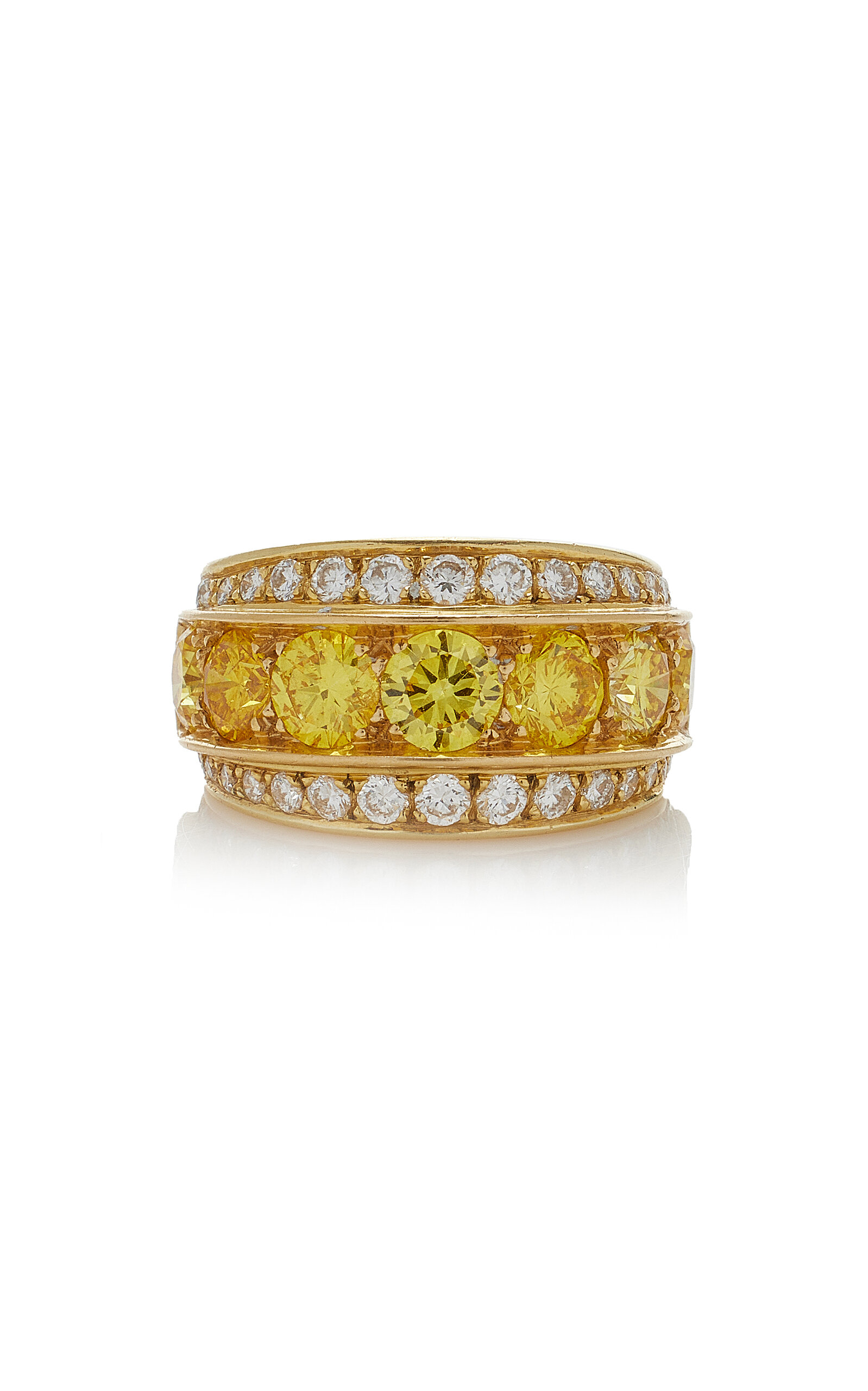 Simon Teakle Fancy Colored Diamond Band Ring; By Van Cleef & Arpels In Yellow