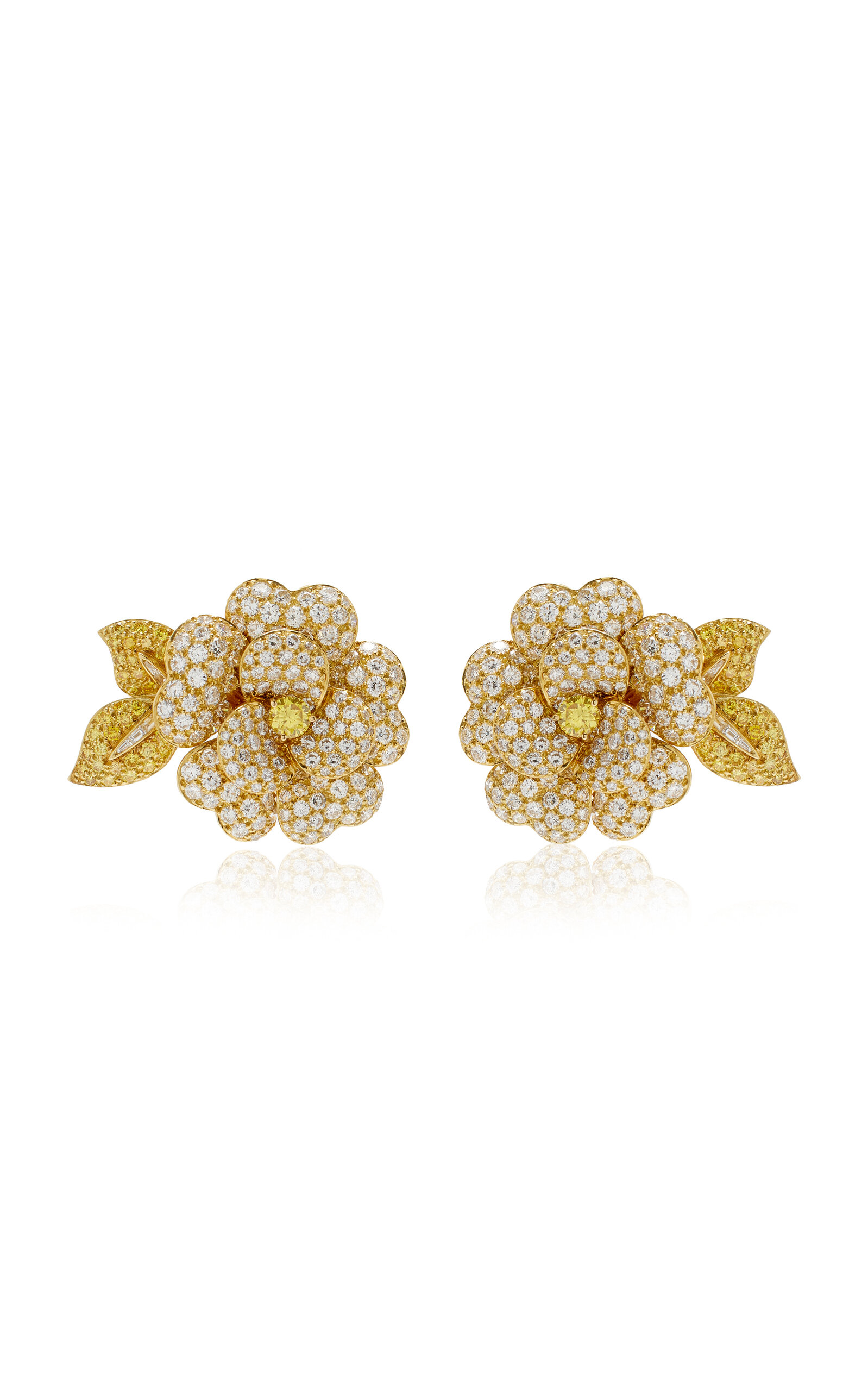 Simon Teakle Fancy Colored And Colorless Diamond Earrings; By Van Cleef & Arpels In Yellow