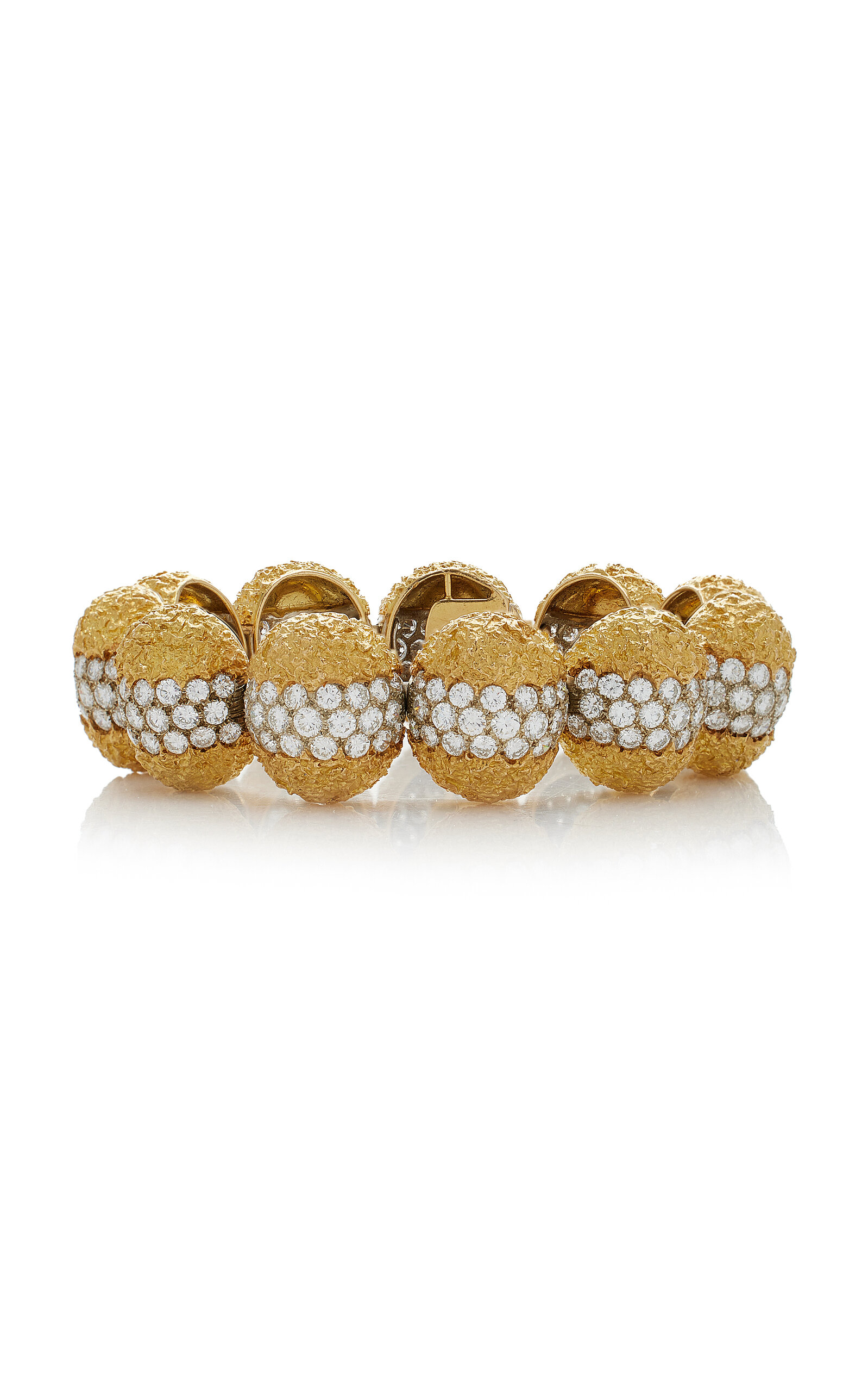 Gold and Diamond Bombe Panel Bracelet; By Cartier