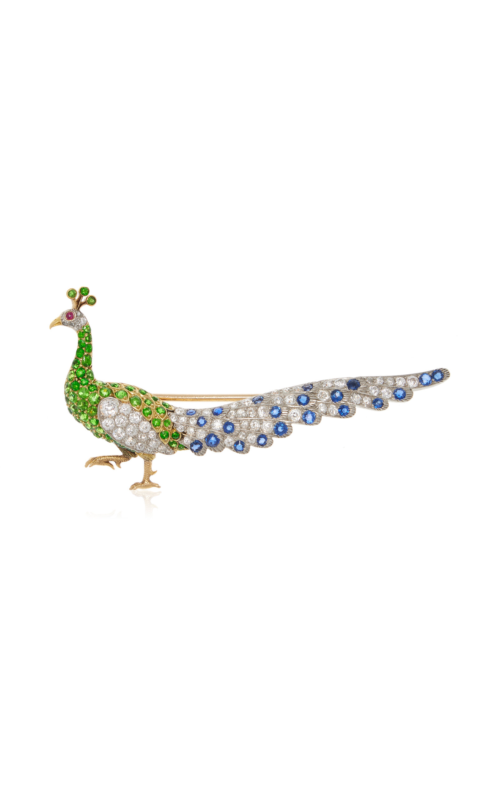 Simon Teakle Women's Antique Diamond and Gem Set Peacock Brooch