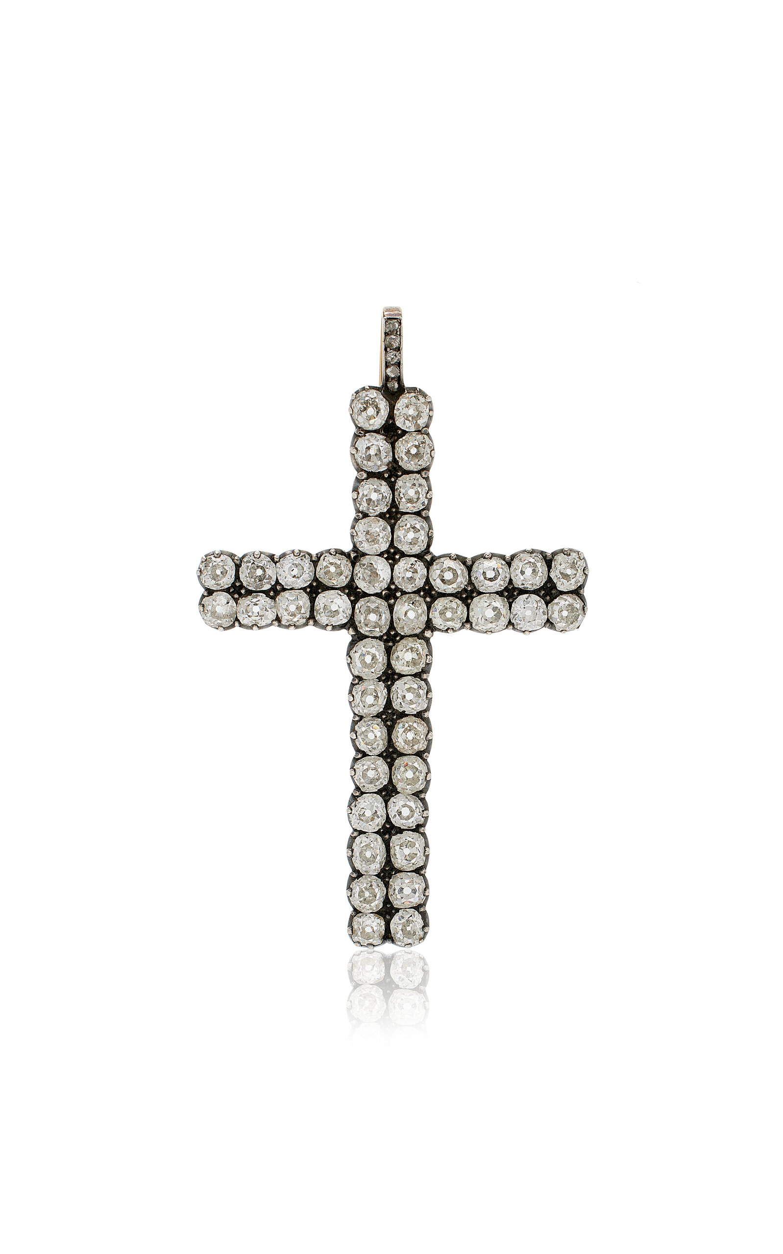 Simon Teakle Antique Diamond Cross Pendant In White