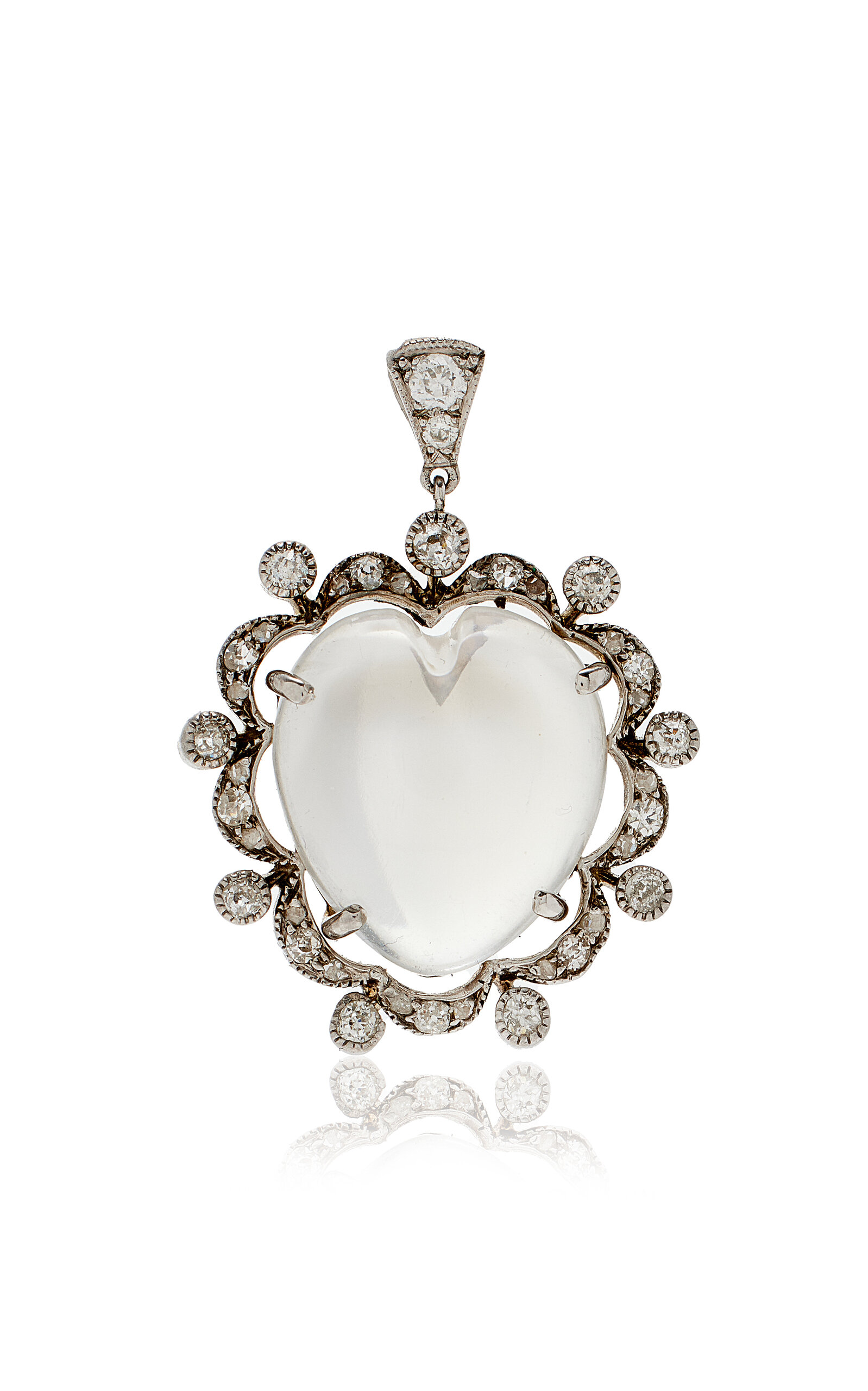 Simon Teakle Belle Epoque Moonstone And Diamond Pendant In White