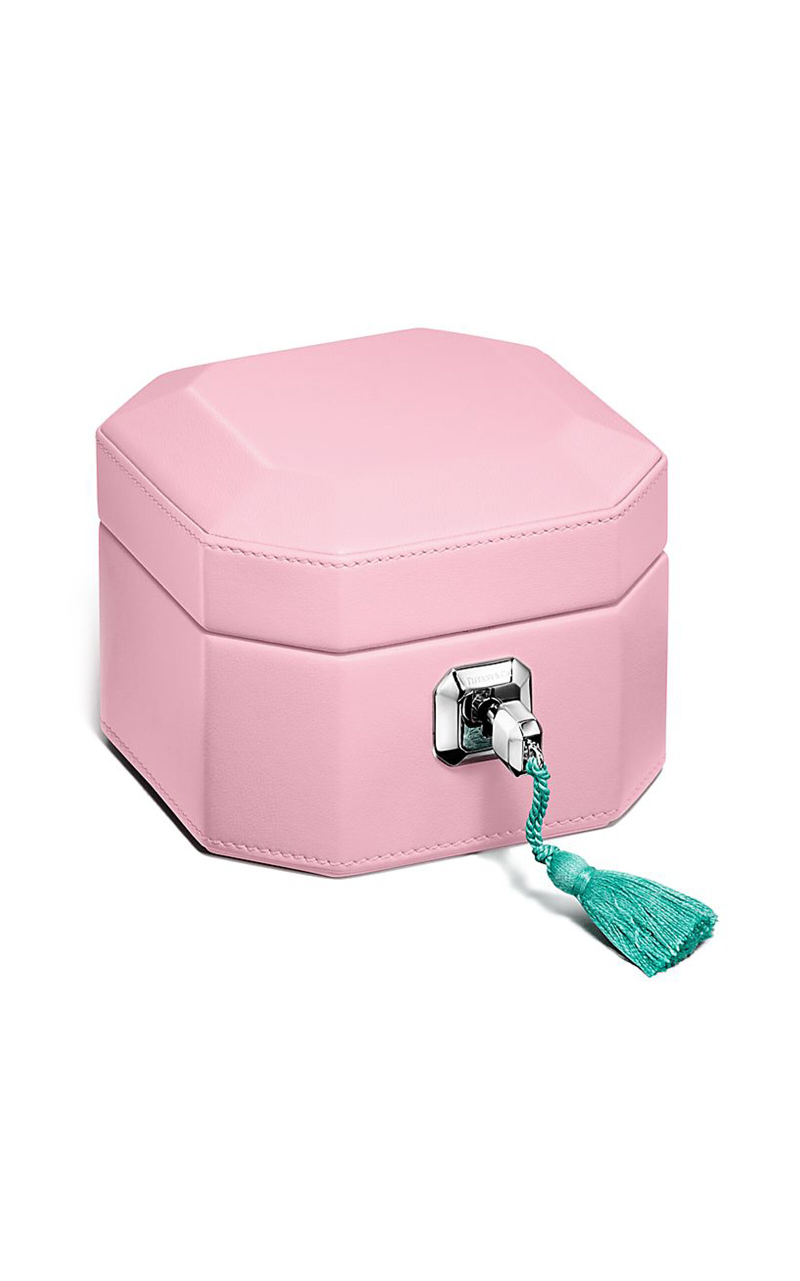 Tiffany & Co Small Facets Leather Jewelry Box In Pink