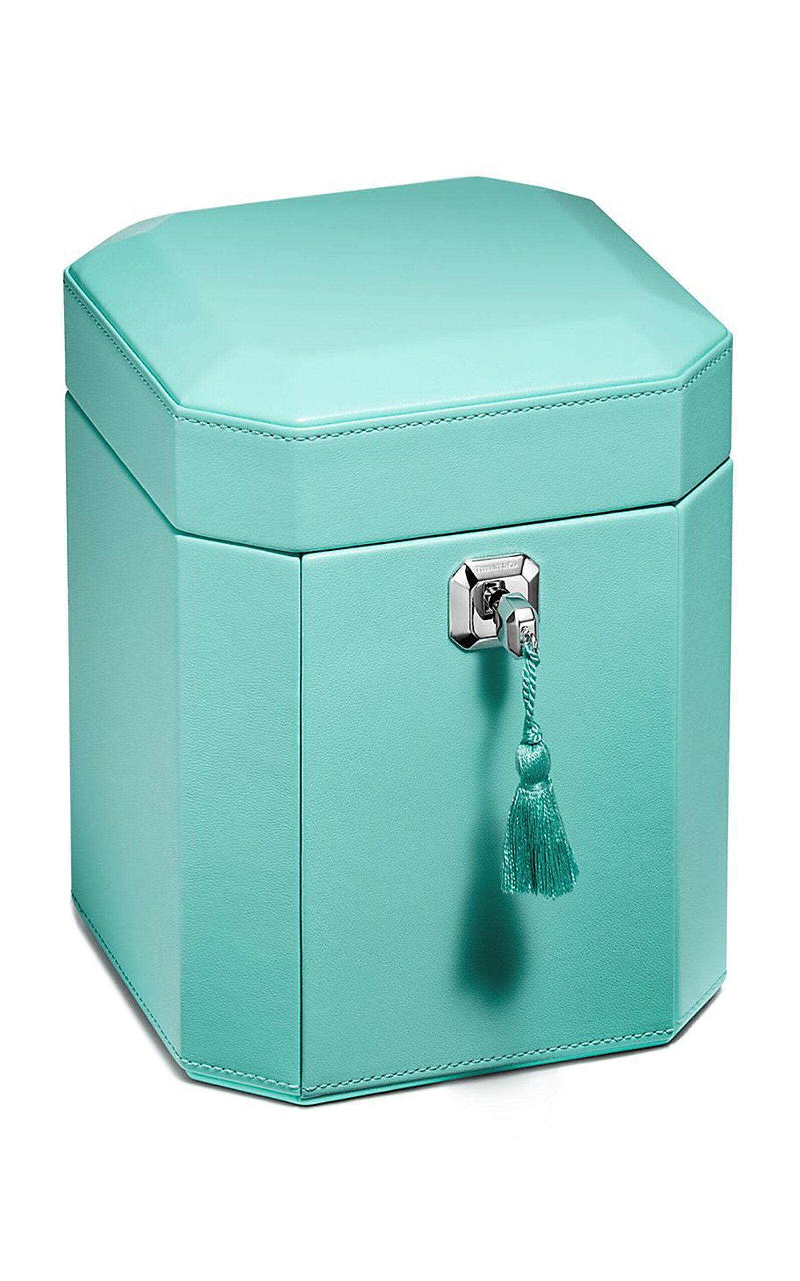 Tiffany & Co Tall Facets Leather Jewelry Box In Blue
