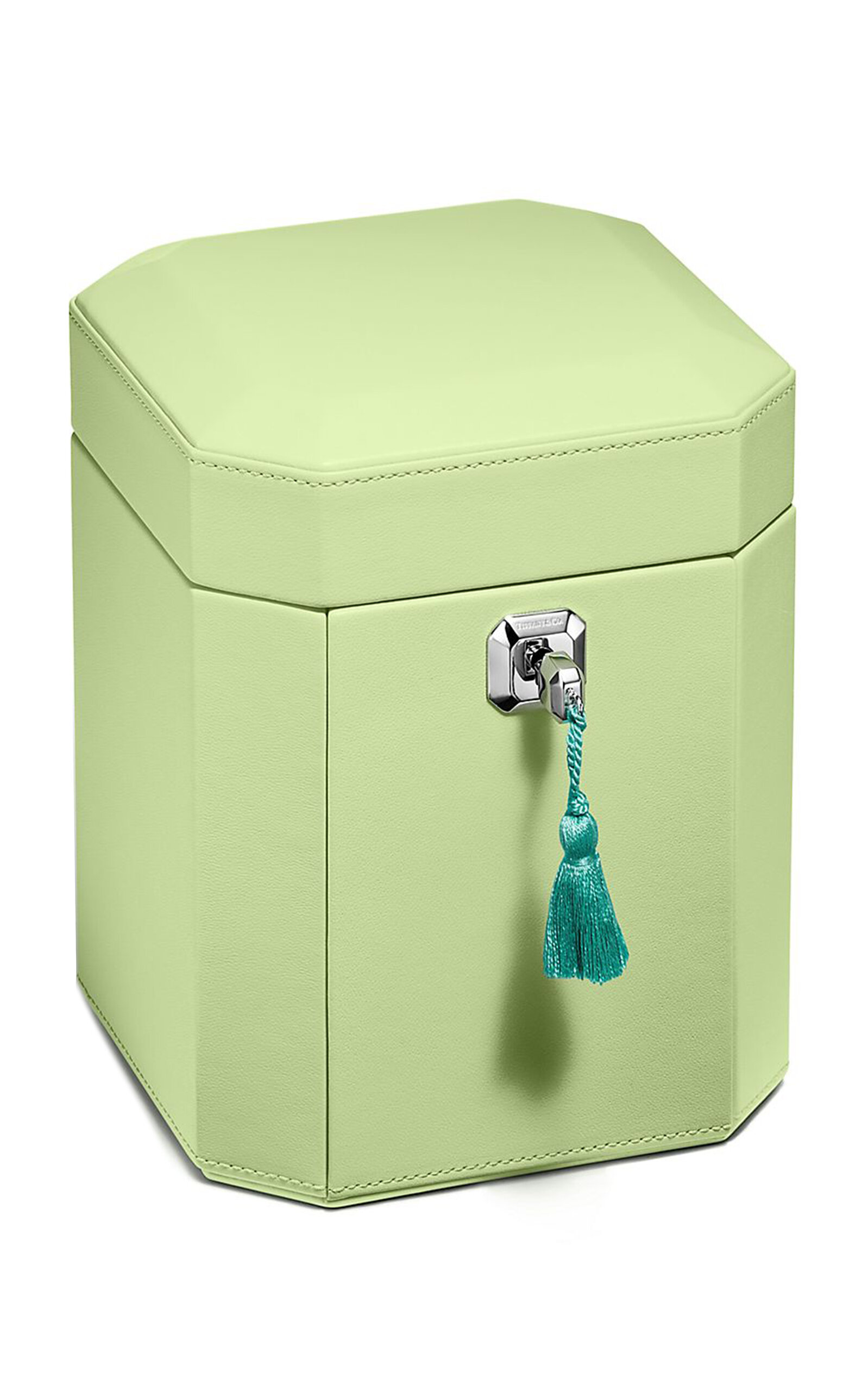 Tiffany & Co Tall Facets Leather Jewelry Box In Green