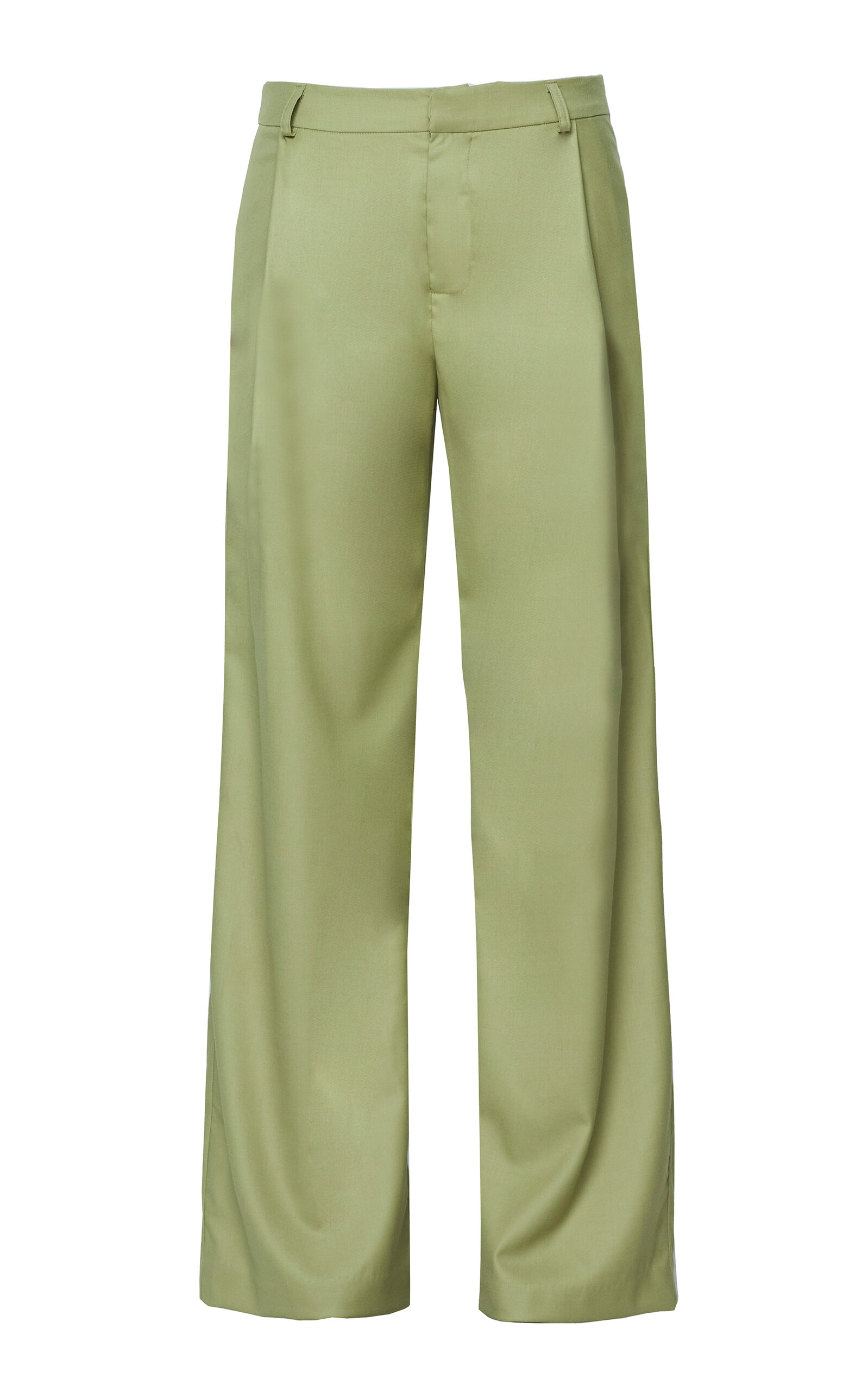 Wynn Hamlyn Lana Wool-linen Wide-leg Pants In Green