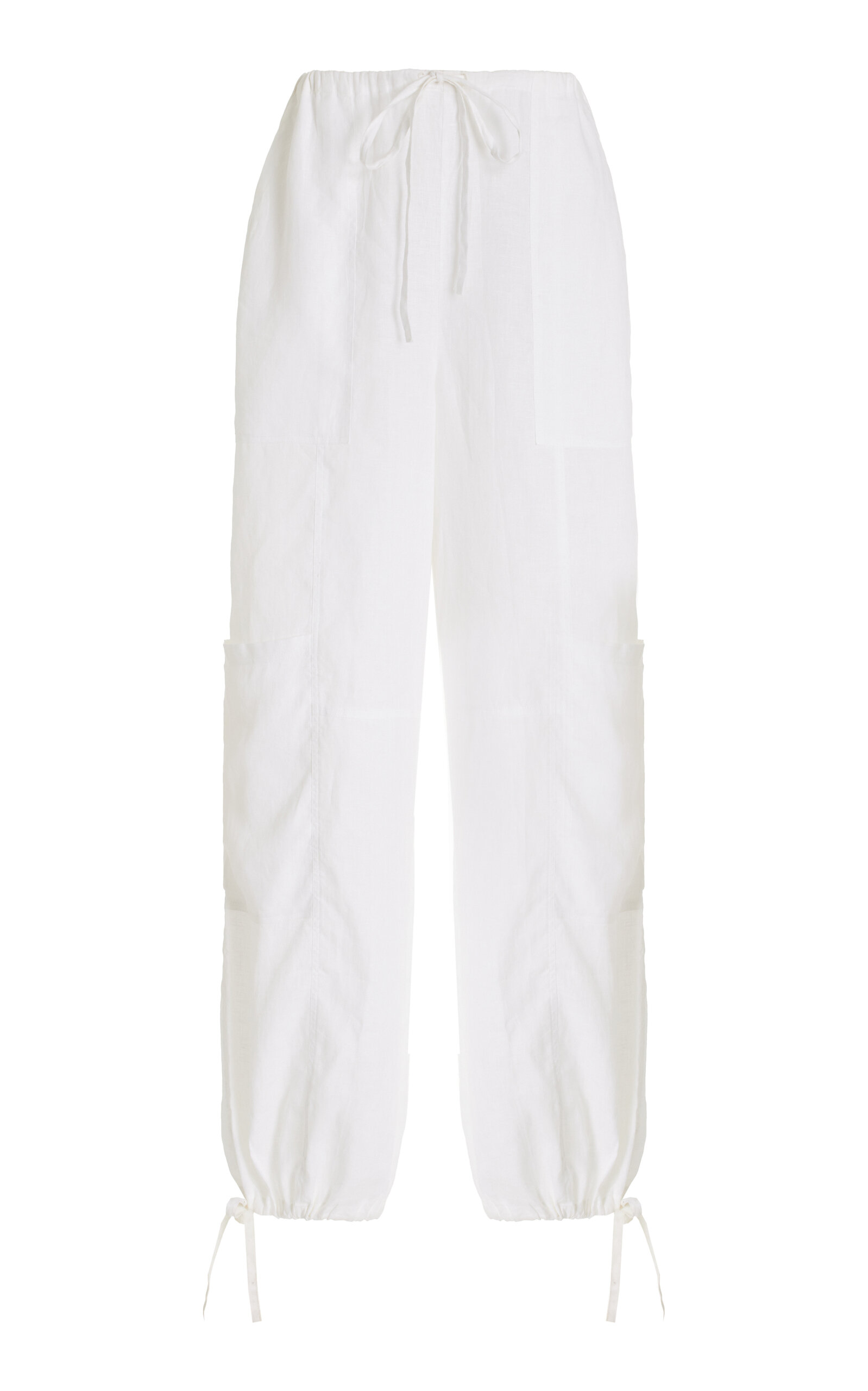 Bondi Born Leiden Low-rise Organic Linen Cargo Pants In White