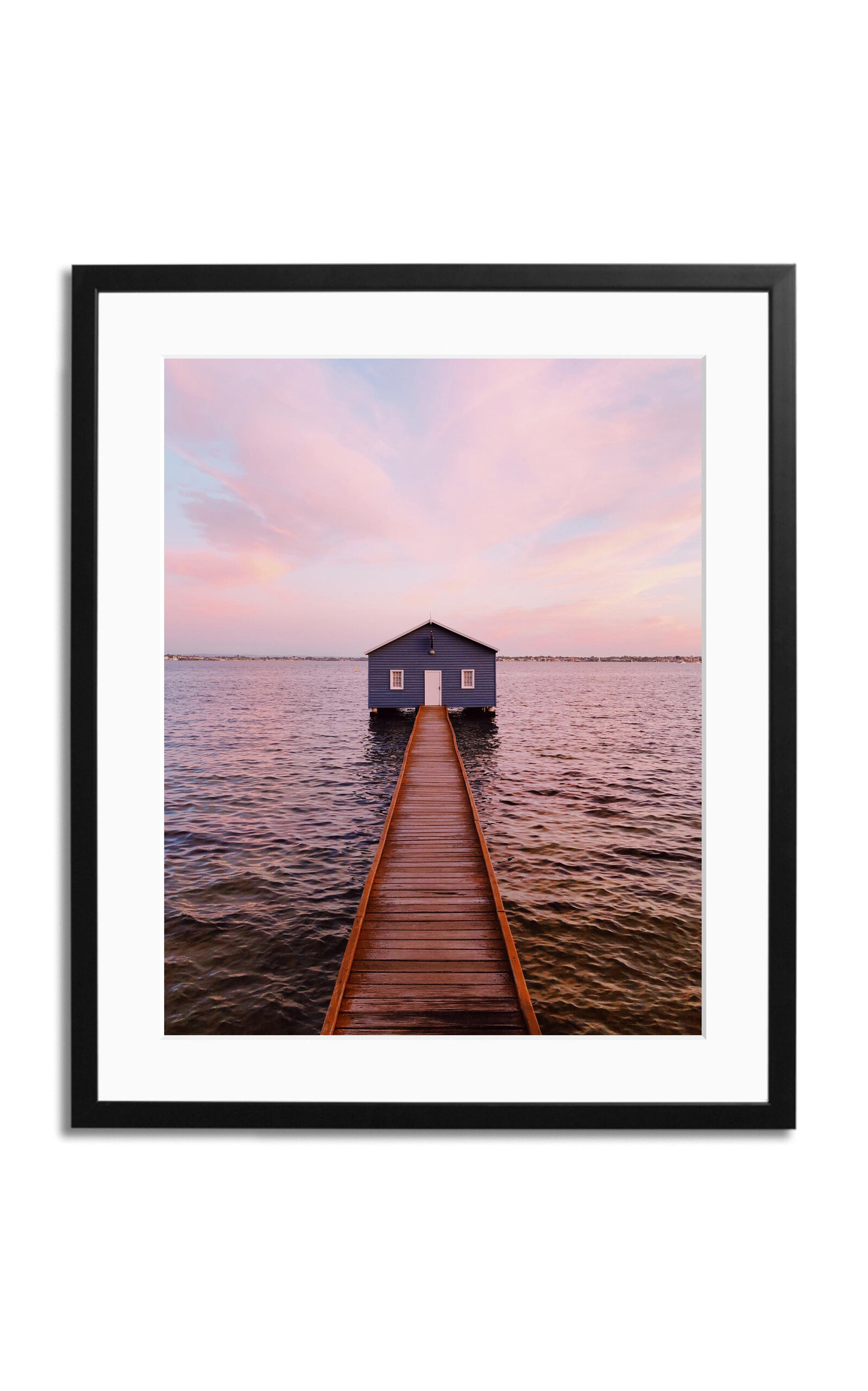 Sonic Editions Little Blue Boat House Framed Photography Print In Multi