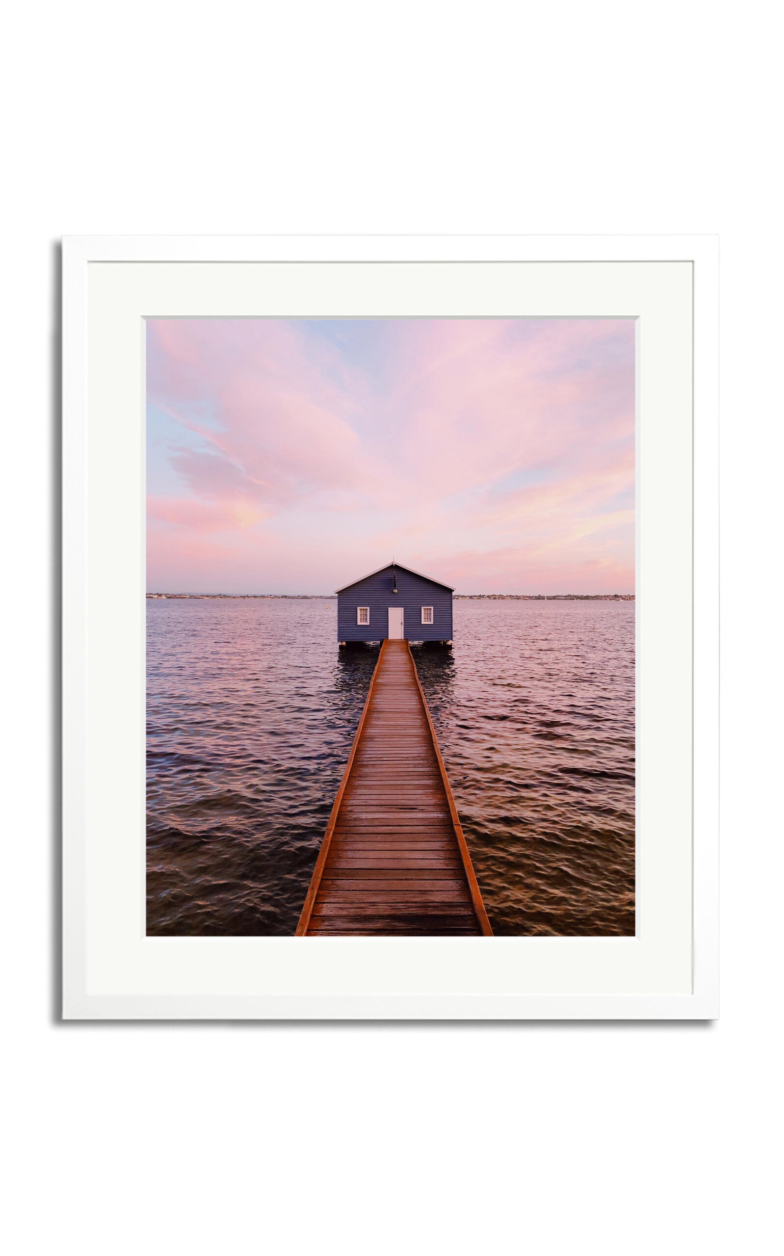 Sonic Editions Little Blue Boat House Framed Photography Print In Multi