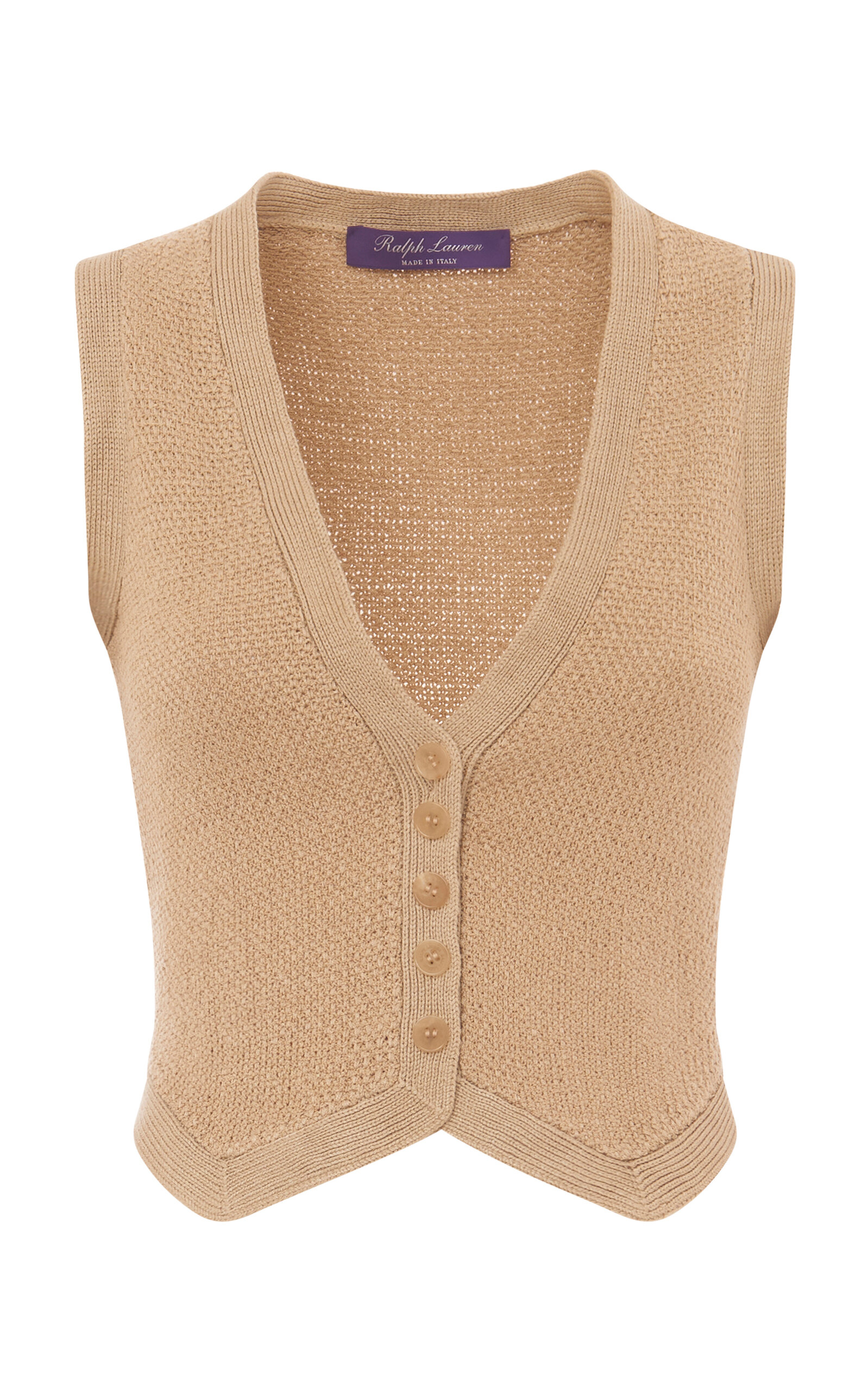 Shop Ralph Lauren Silk Knit Vest In Neutral