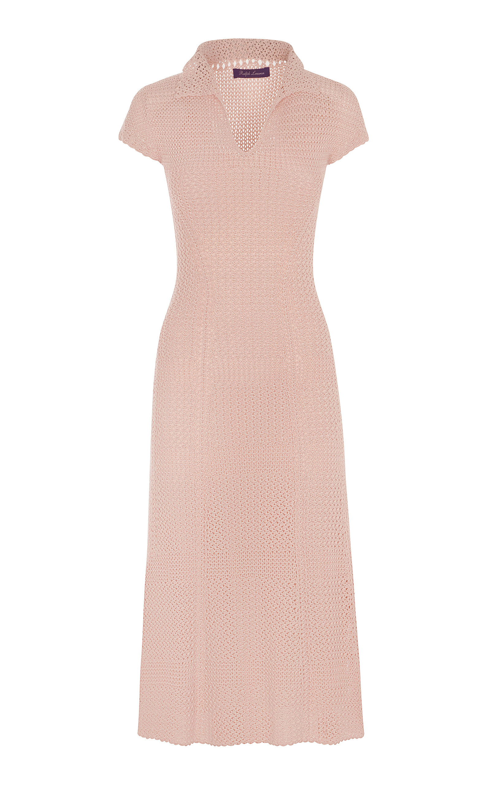 Ralph Lauren Silk Knit Polo Dress In Pink