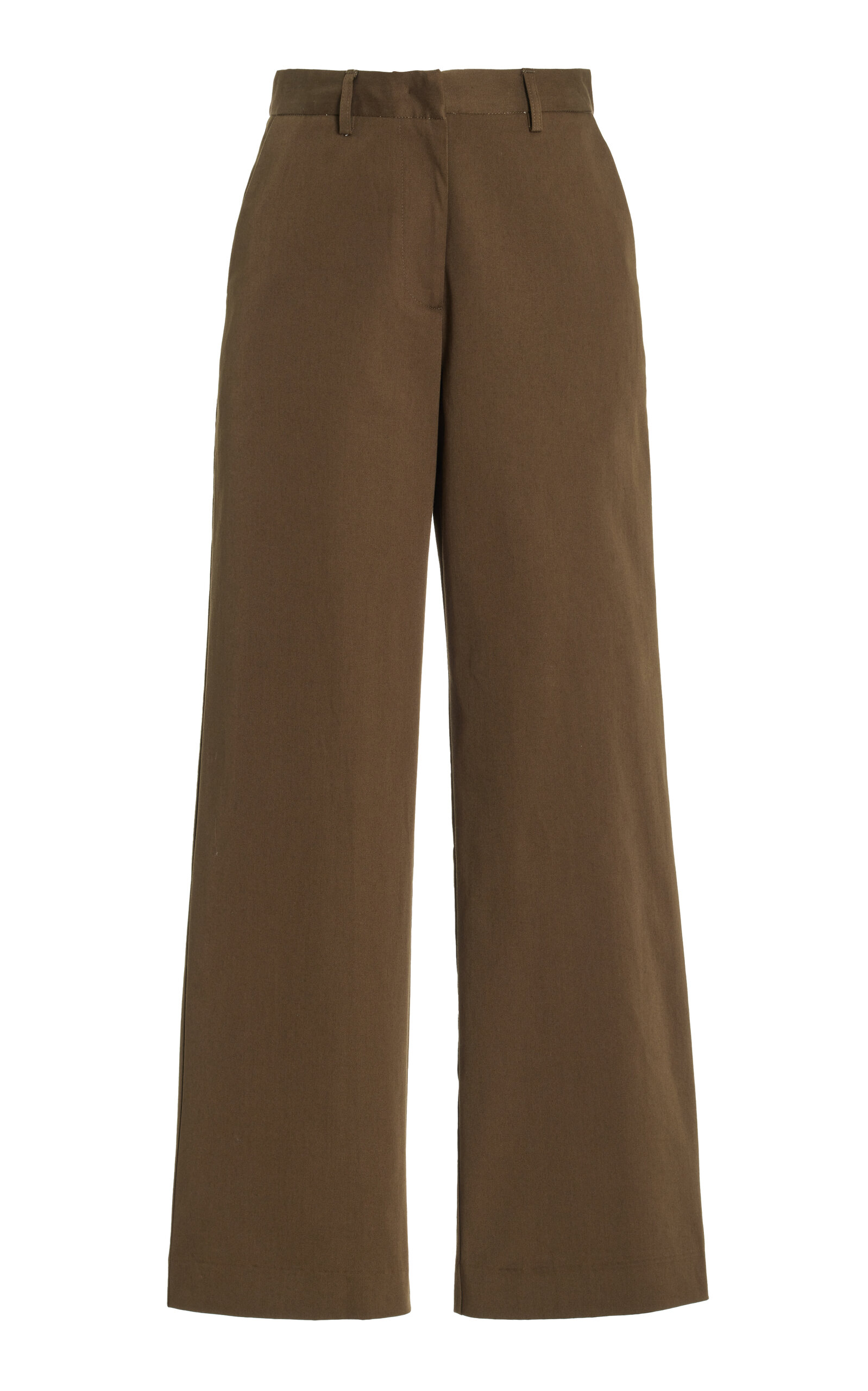 Shop Matteau Straight-cut Cotton Twill Trousers In Green