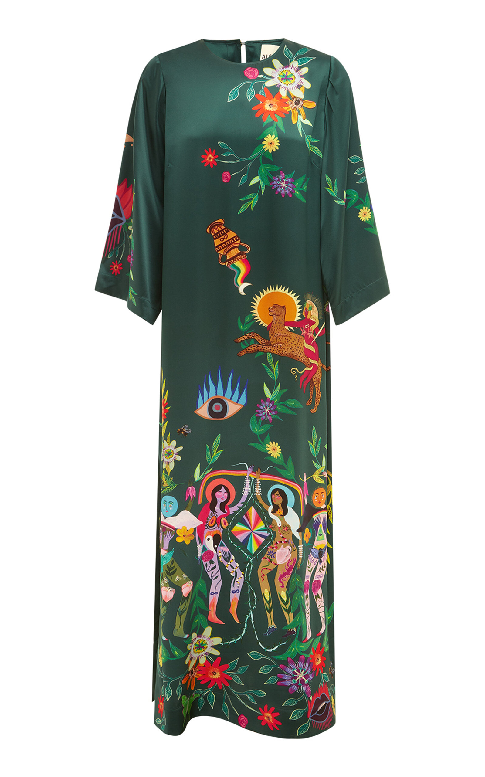 Alemais Women's Agatha Printed Silk Satin Gown In Green