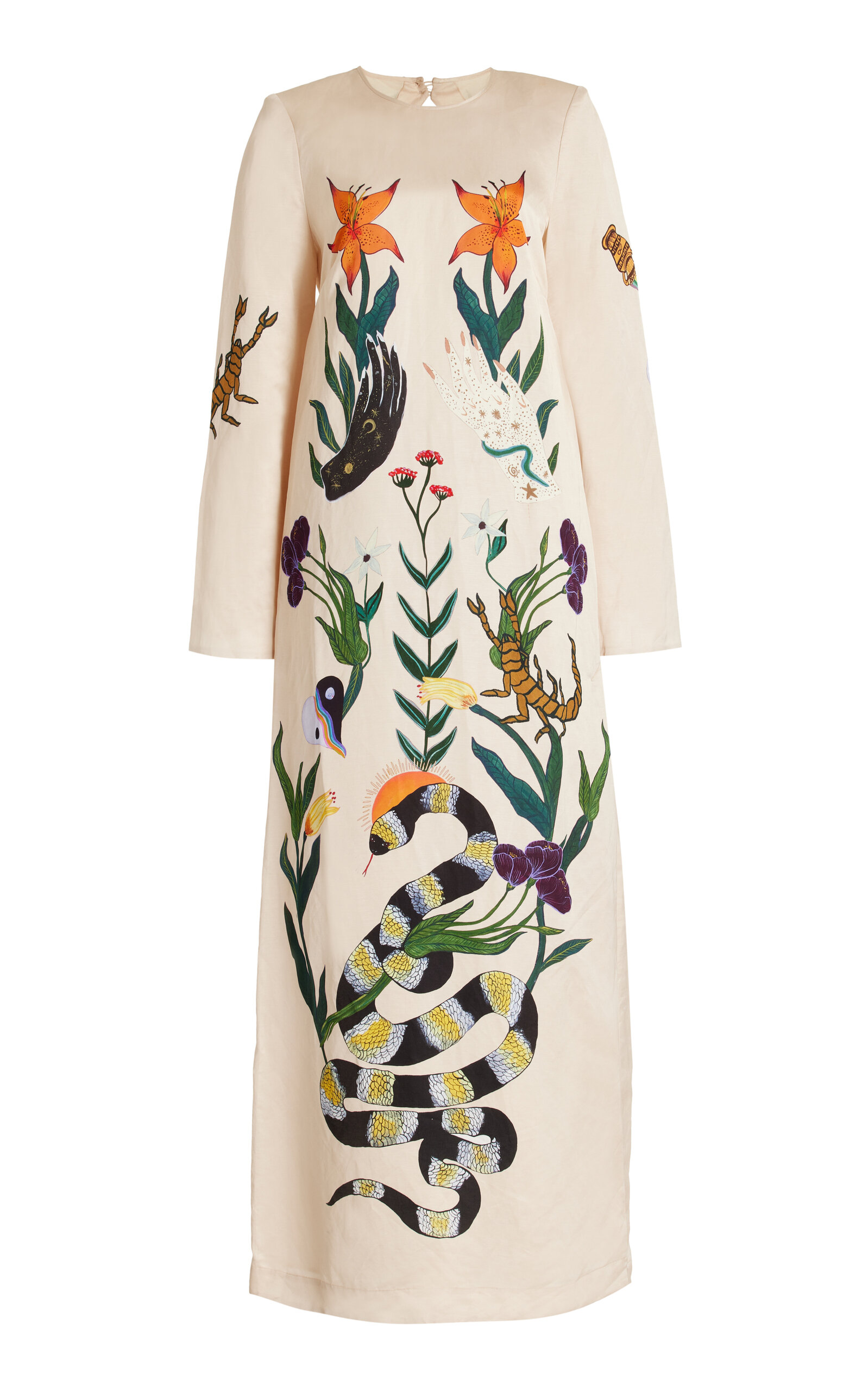 Alemais Women's Zelda Printed Linen-blend Maxi Dress In Off-white