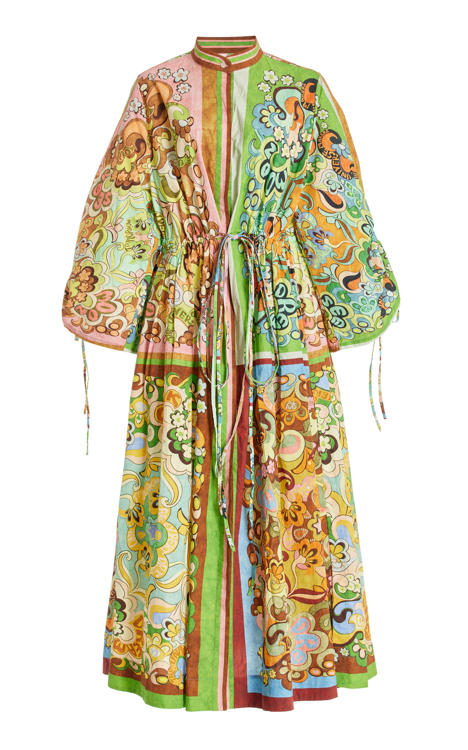 Shop Alemais Dreamer Printed Cotton Coverup Dress In Green