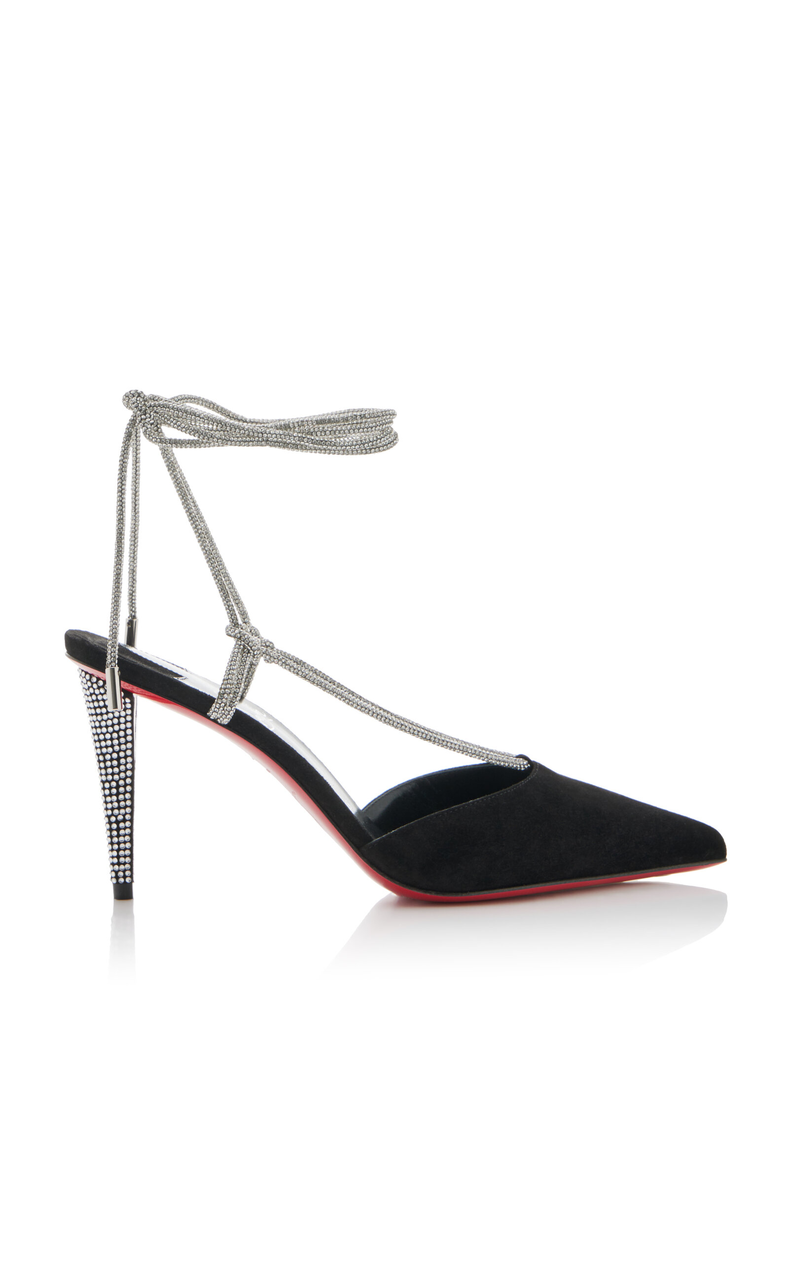 Shop Christian Louboutin Astrid 85mm Crystal-embellished Suede Pumps In Black