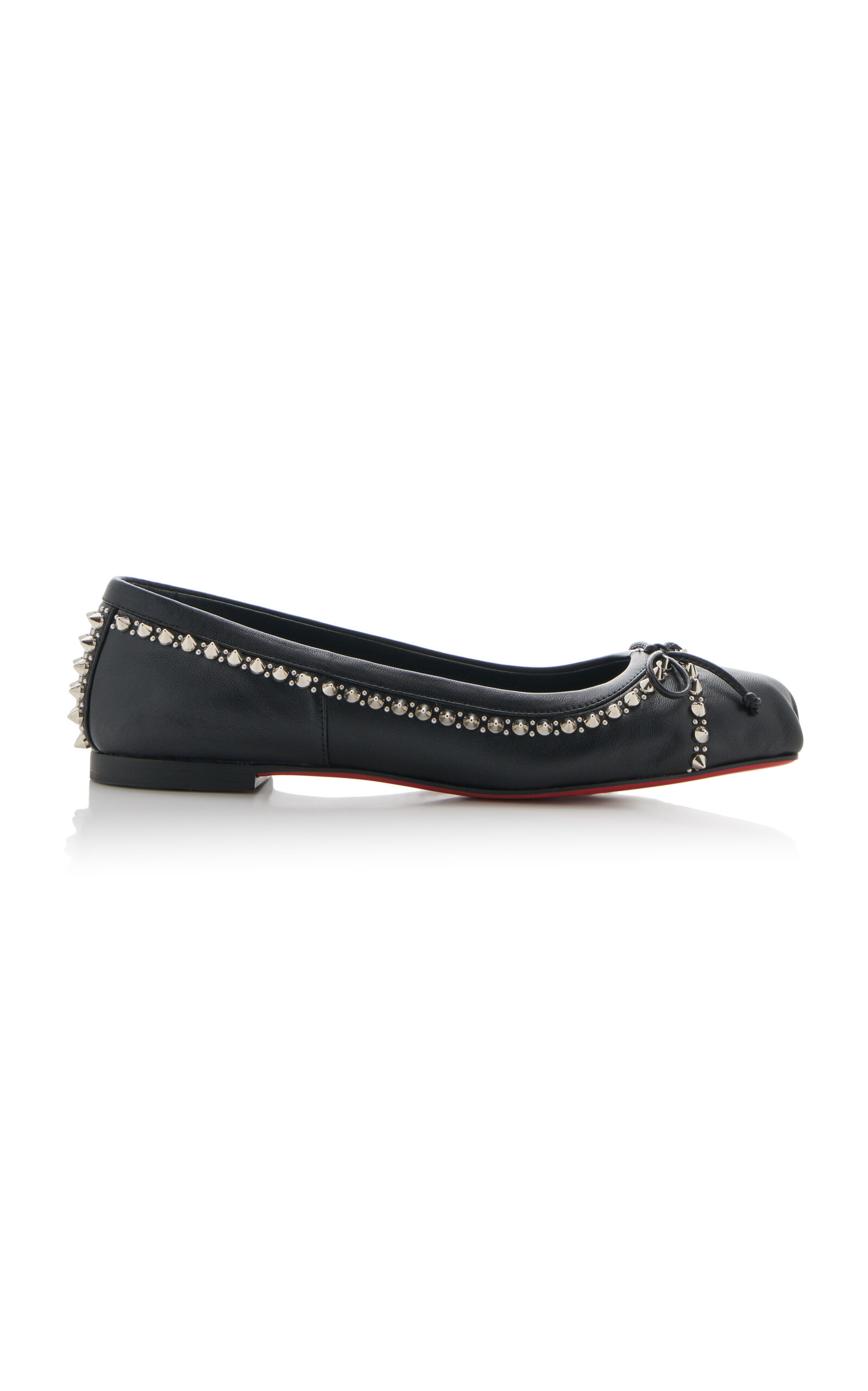 Christian Louboutin Mamadrague Spikes Embellished Leather Ballet Flats In Black