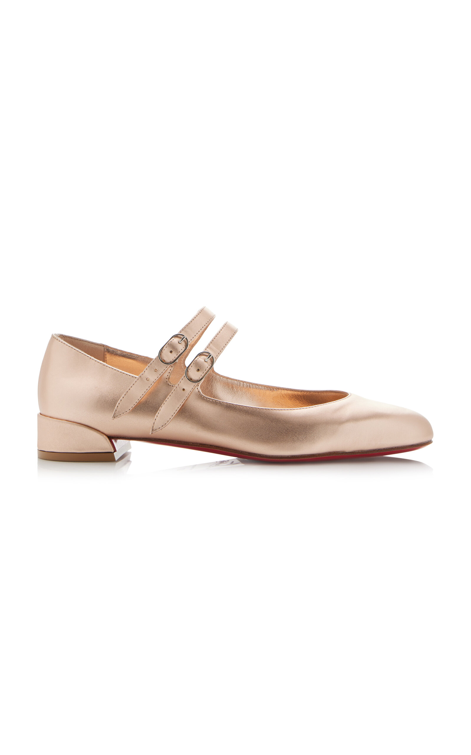 Christian Louboutin Sweet Jane Metallic-leather Flats In Pink