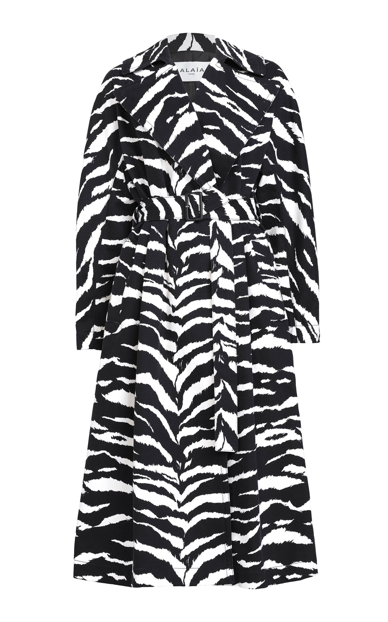 ALAÏA Zebra-Print Cotton Twill Trench Coat