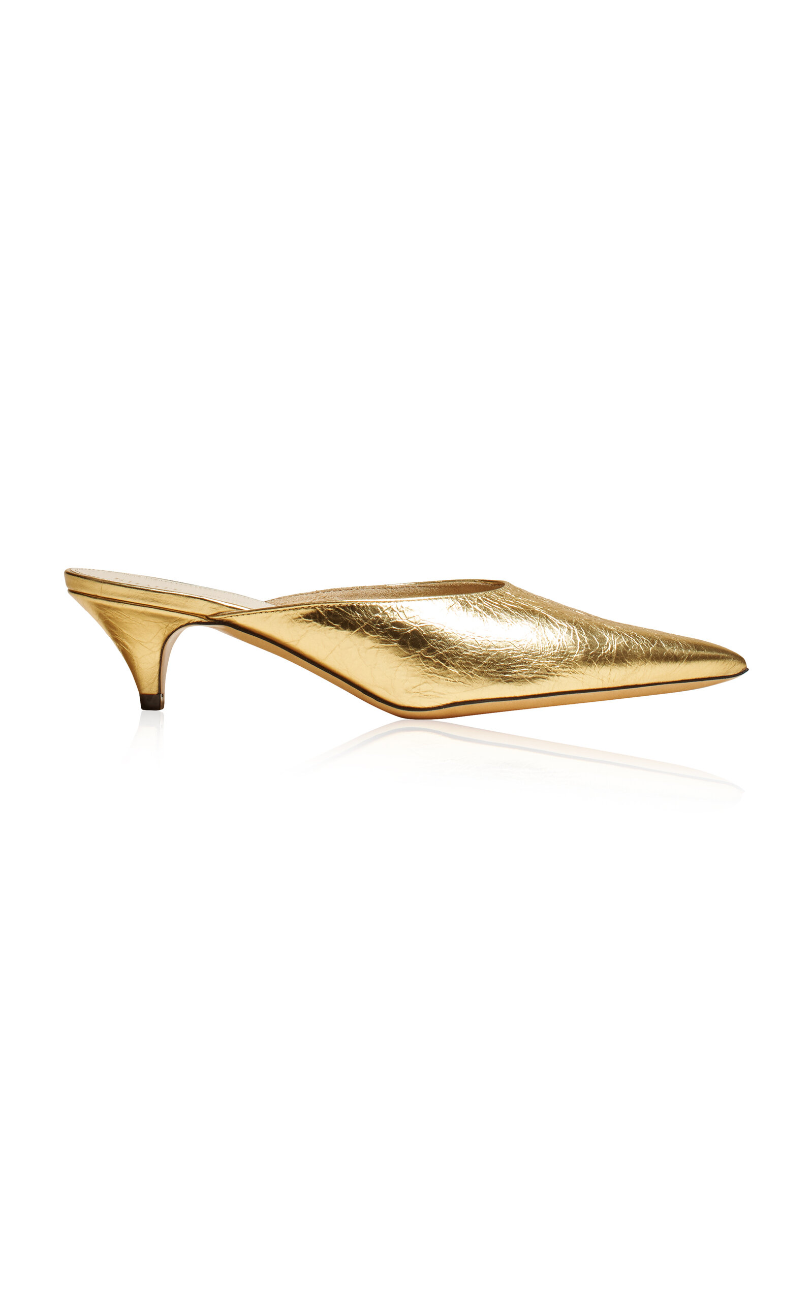 Shop Khaite River Metallic Leather Mules In Gold