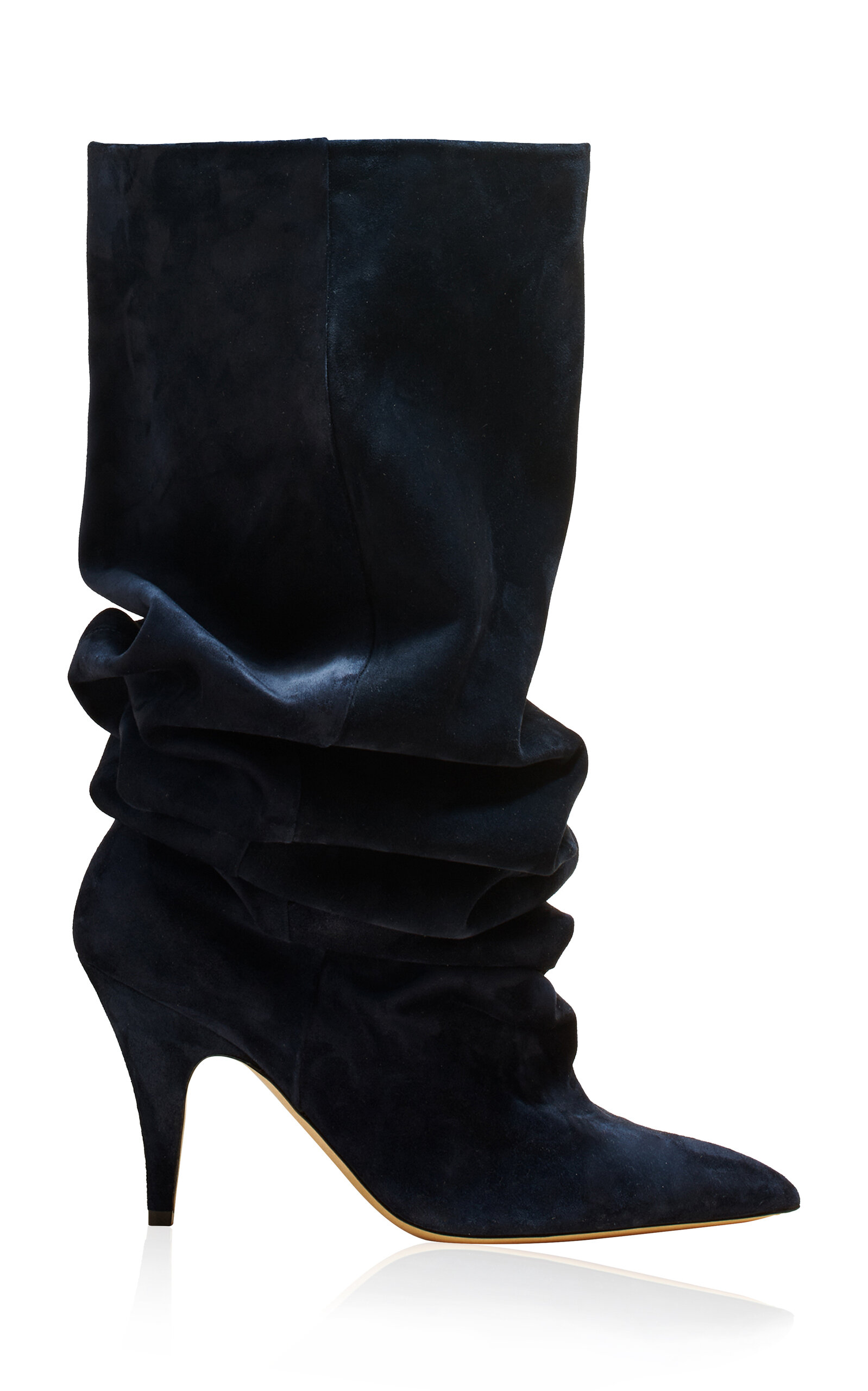 Khaite River Suede Knee Boots In Navy