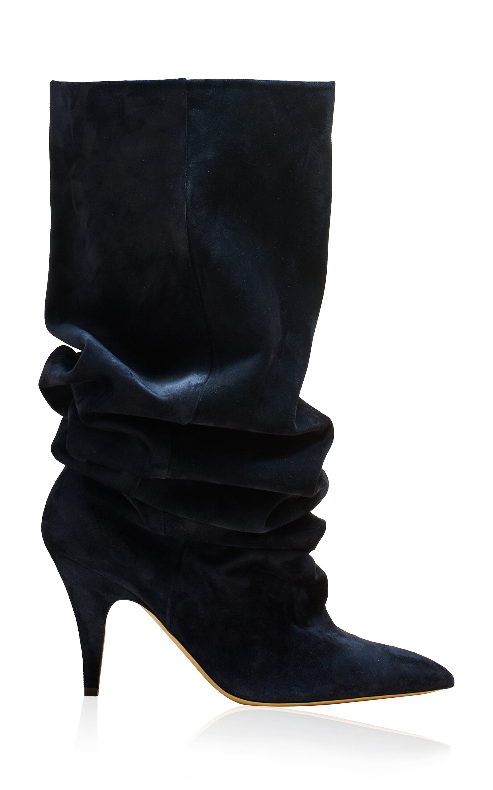 Khaite River Suede Knee Boots In Midnight_navy