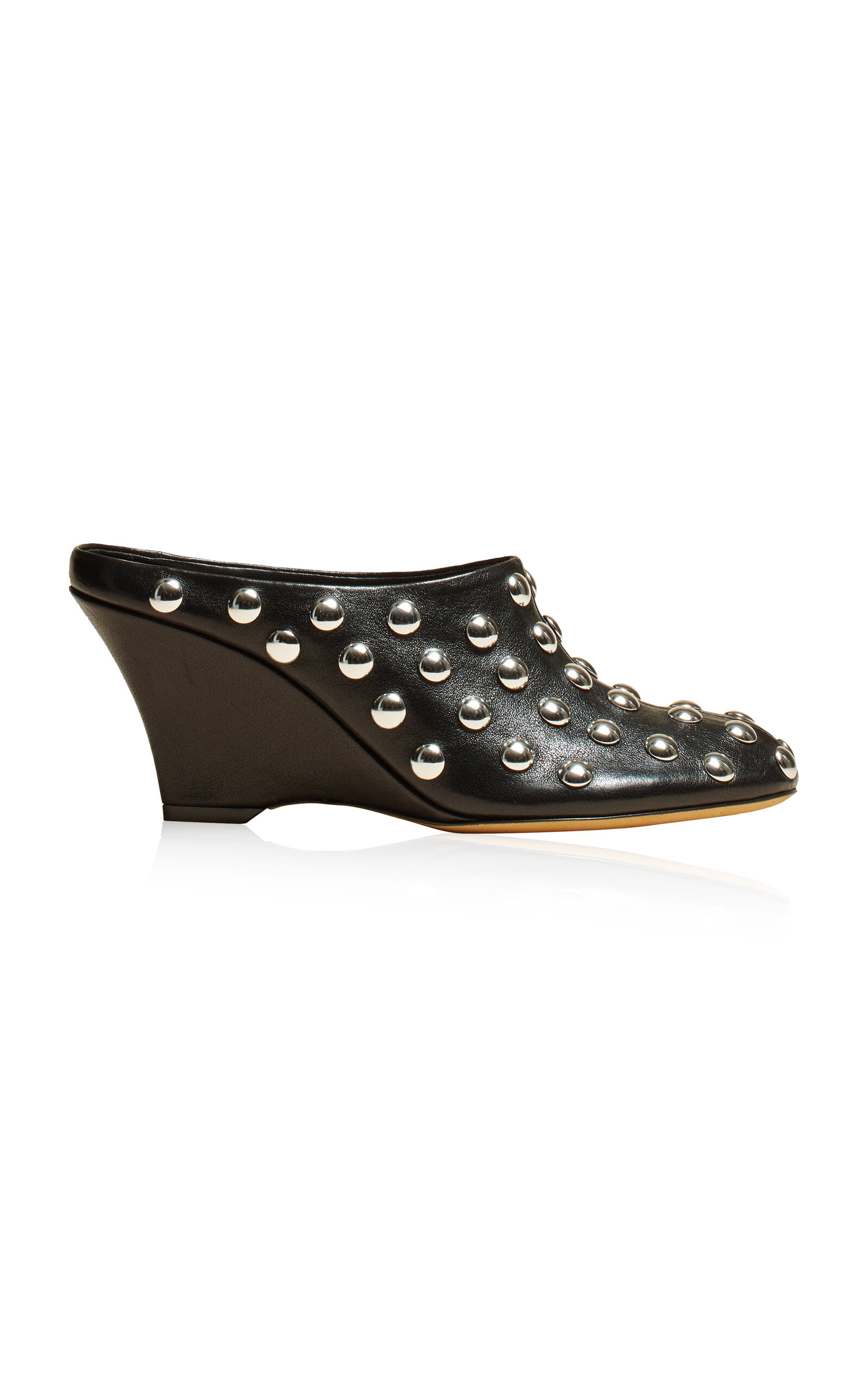 Shop Khaite Apollo Leather Studded Mules In Black