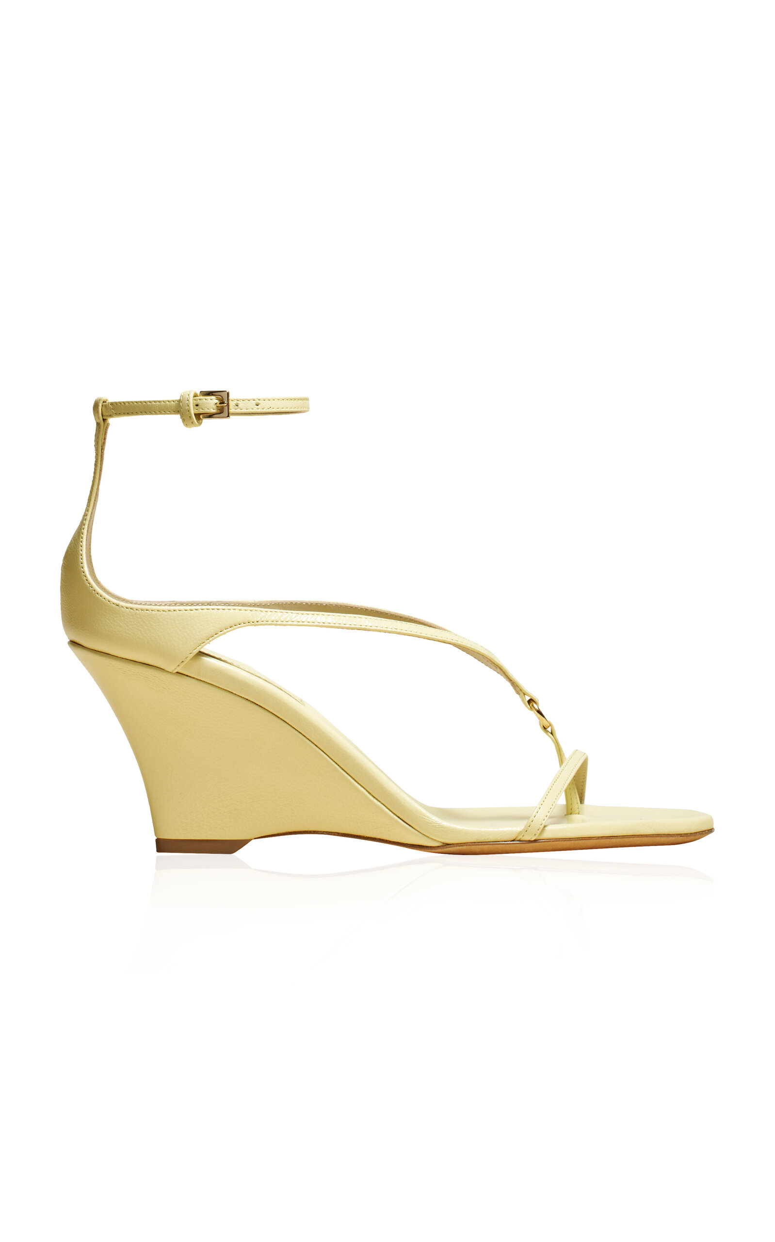 Shop Khaite Marion Leather Sandals In Yellow
