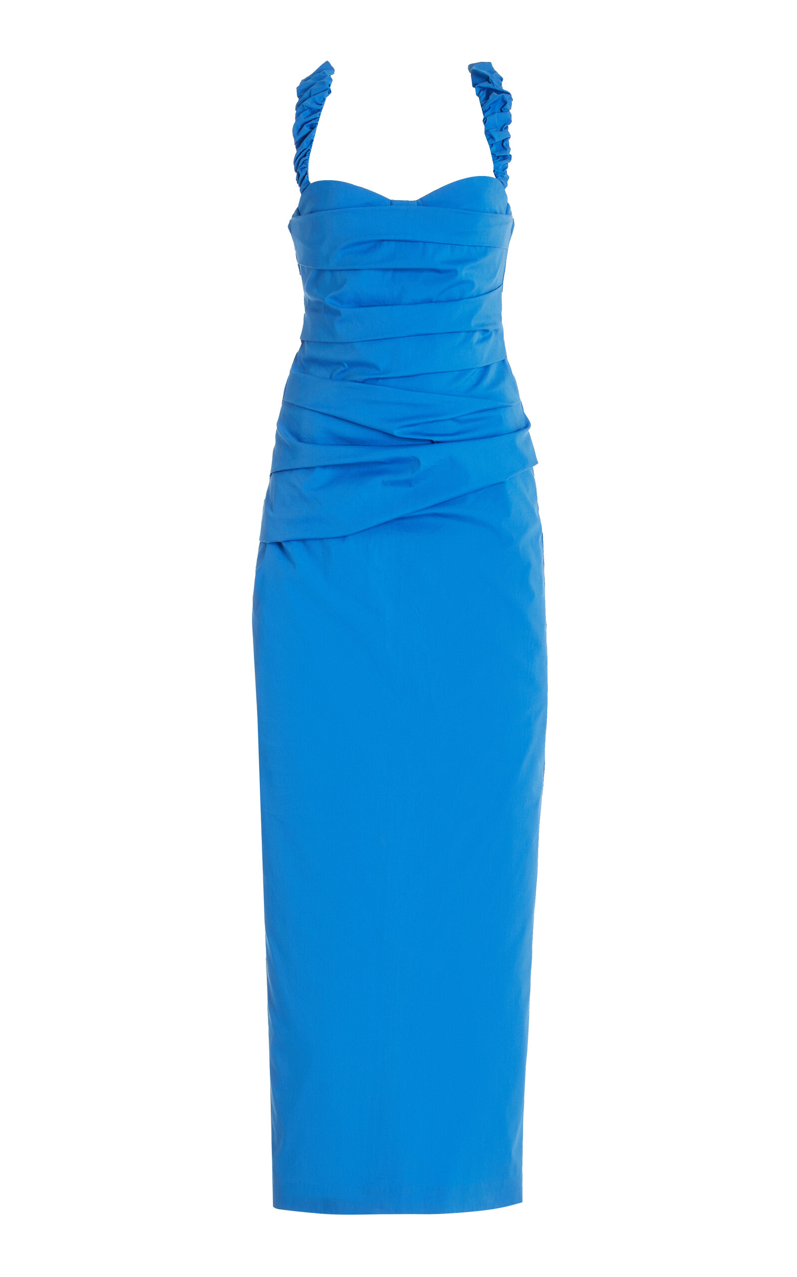 Sir Azul Gathered Balconette Gown In Blue