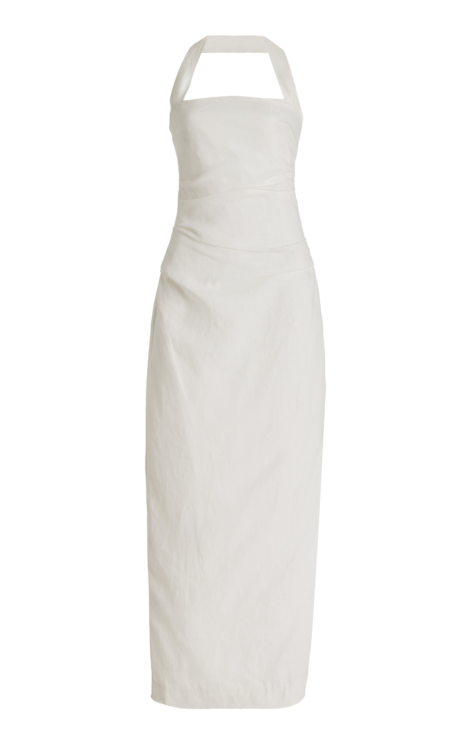Sir Exclusive Noemi Linen Midi Halter Dress In White