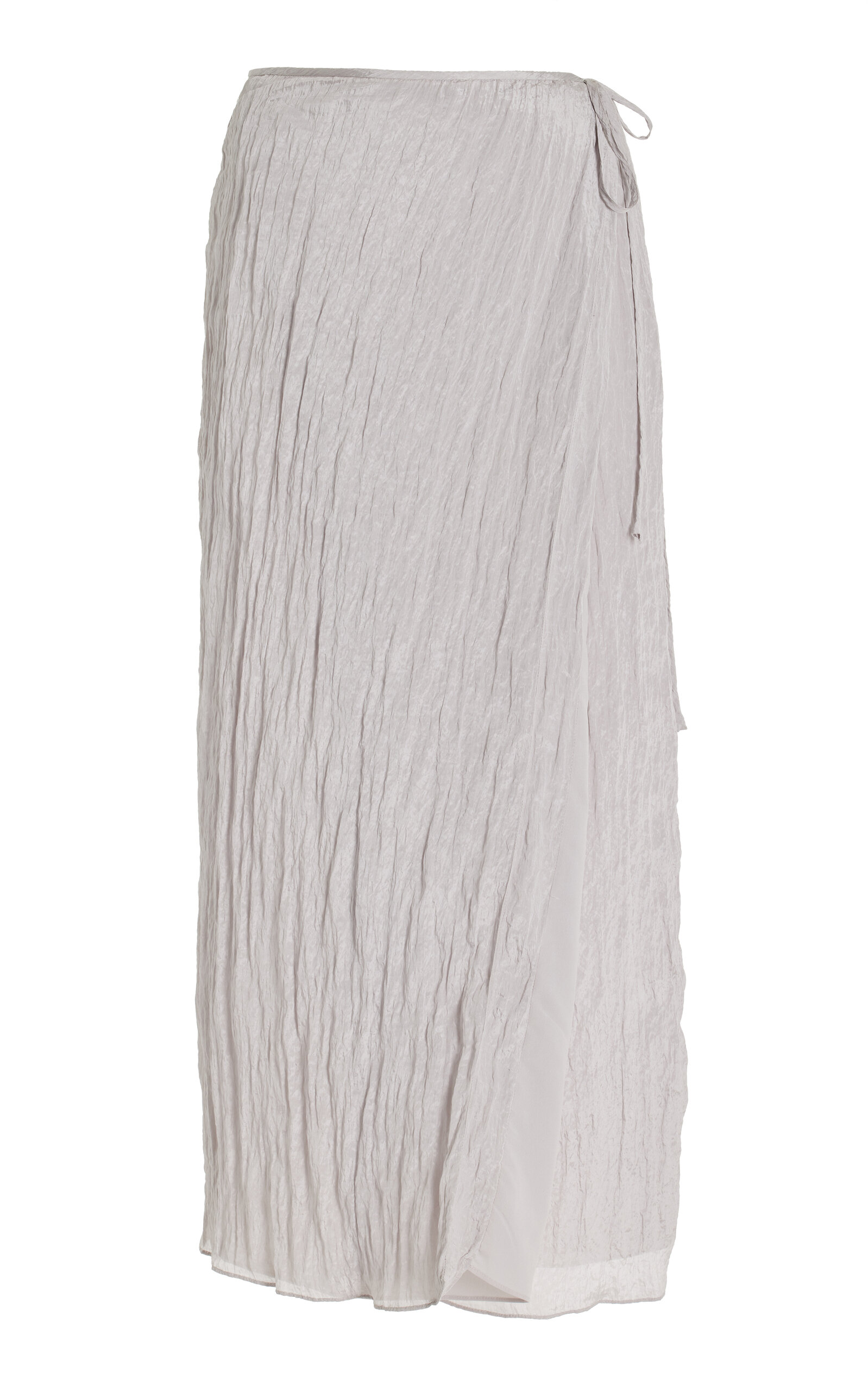 SIR Exclusive Ligera Crinkled-Satin Midi Wrap Skirt