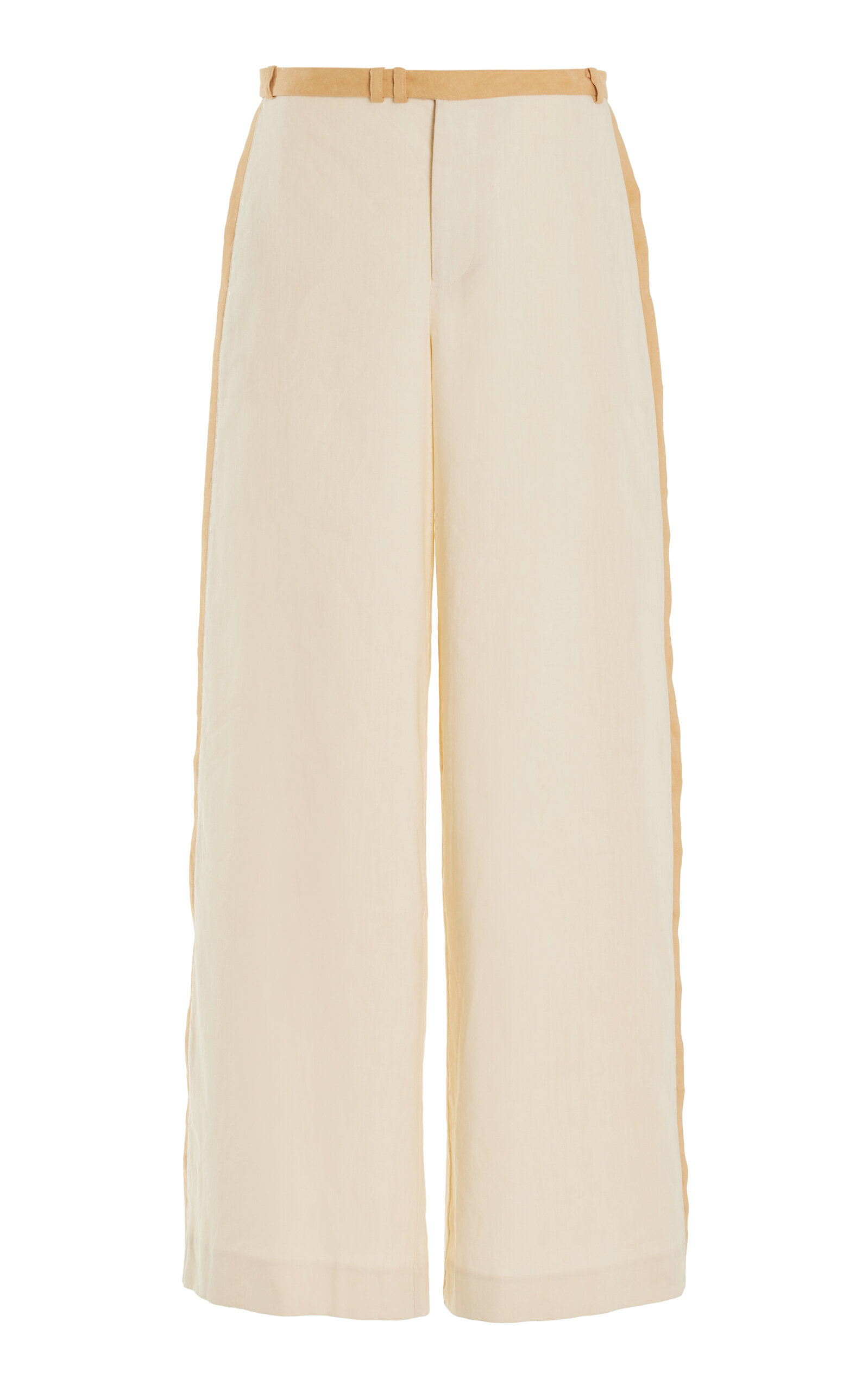 Sir Dune Belted Linen Wide-leg Trousers In White