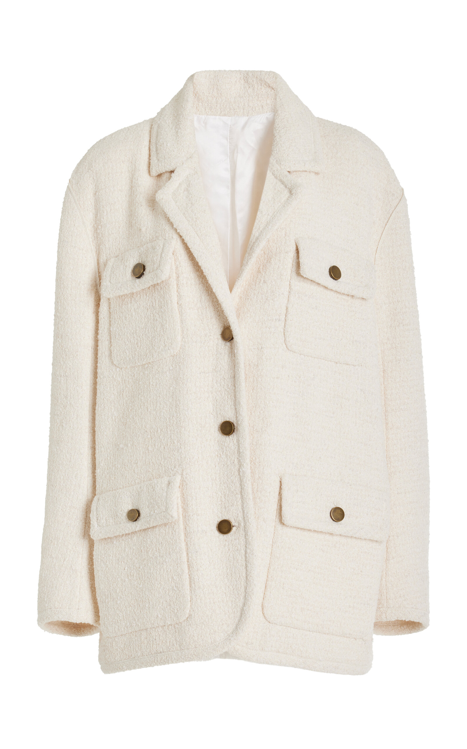 Shop Philosophy Di Lorenzo Serafini Boucle-tweed Long Jacket In Neutral