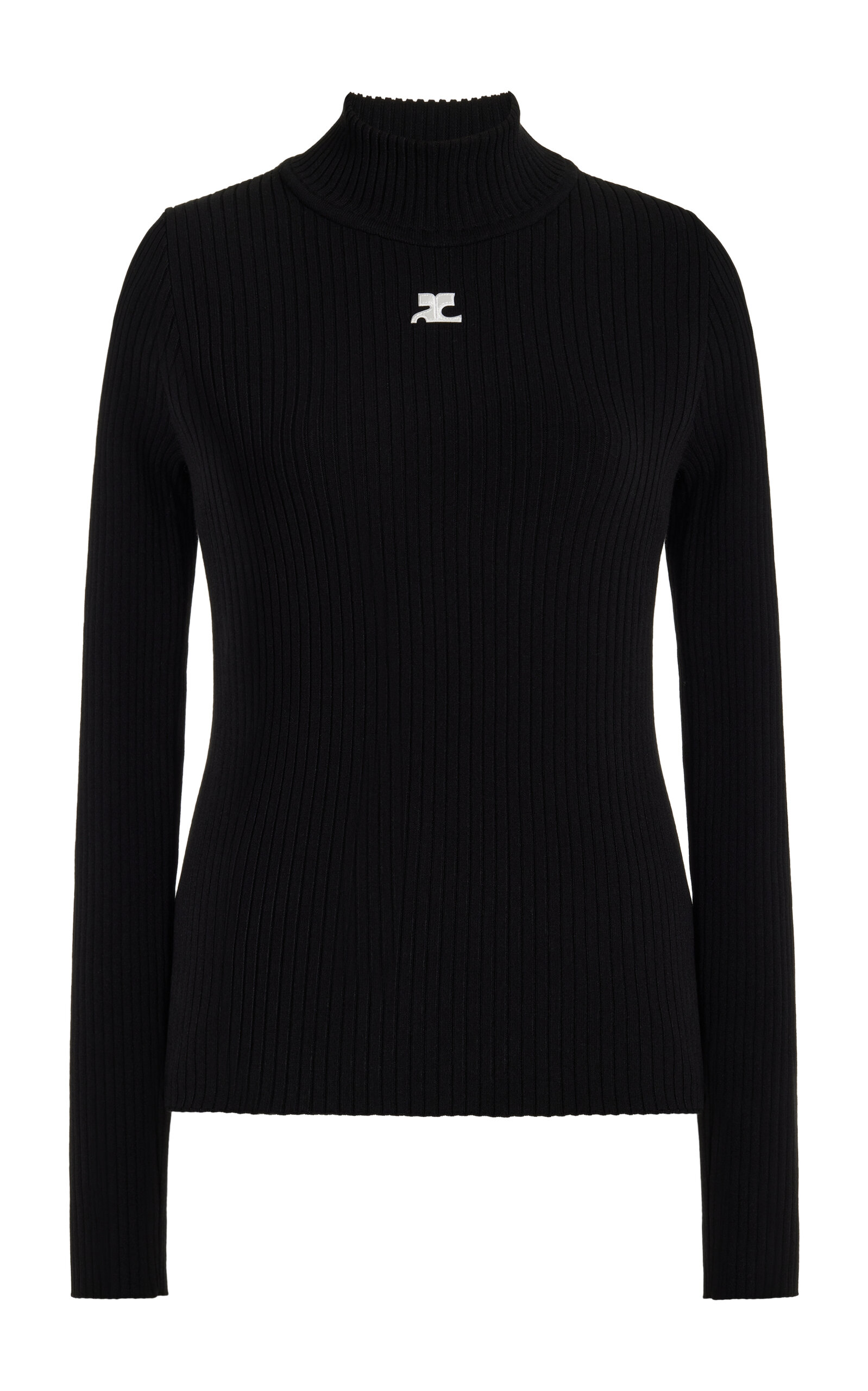 Courrã¨ges Re-edition Ribbed-knit Top In Black