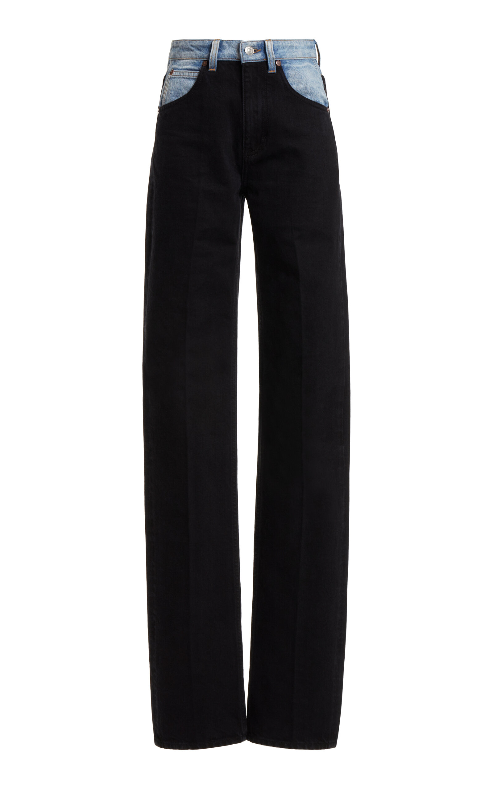 Shop Victoria Beckham Julia Denim Straight-leg Jeans In Black