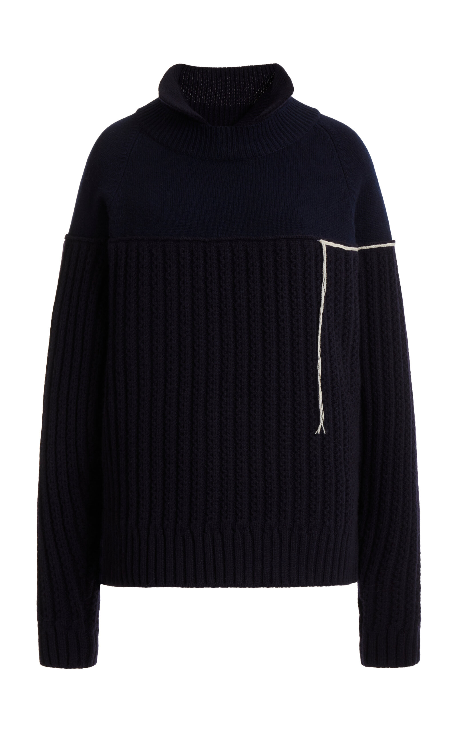 Victoria Beckham Collared Knit Wool Sweater In Navy