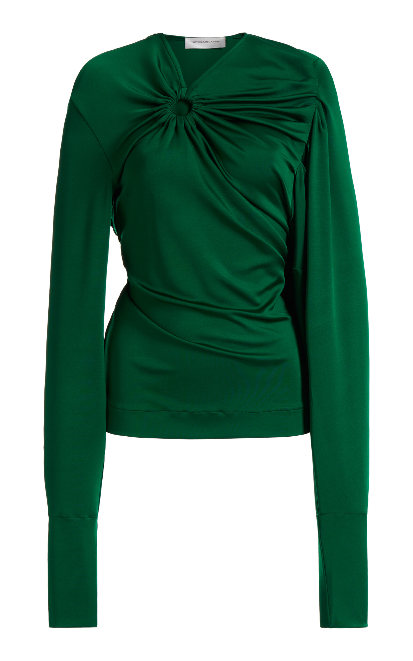 Shop Victoria Beckham Gathered Circle-detailed Top In Green