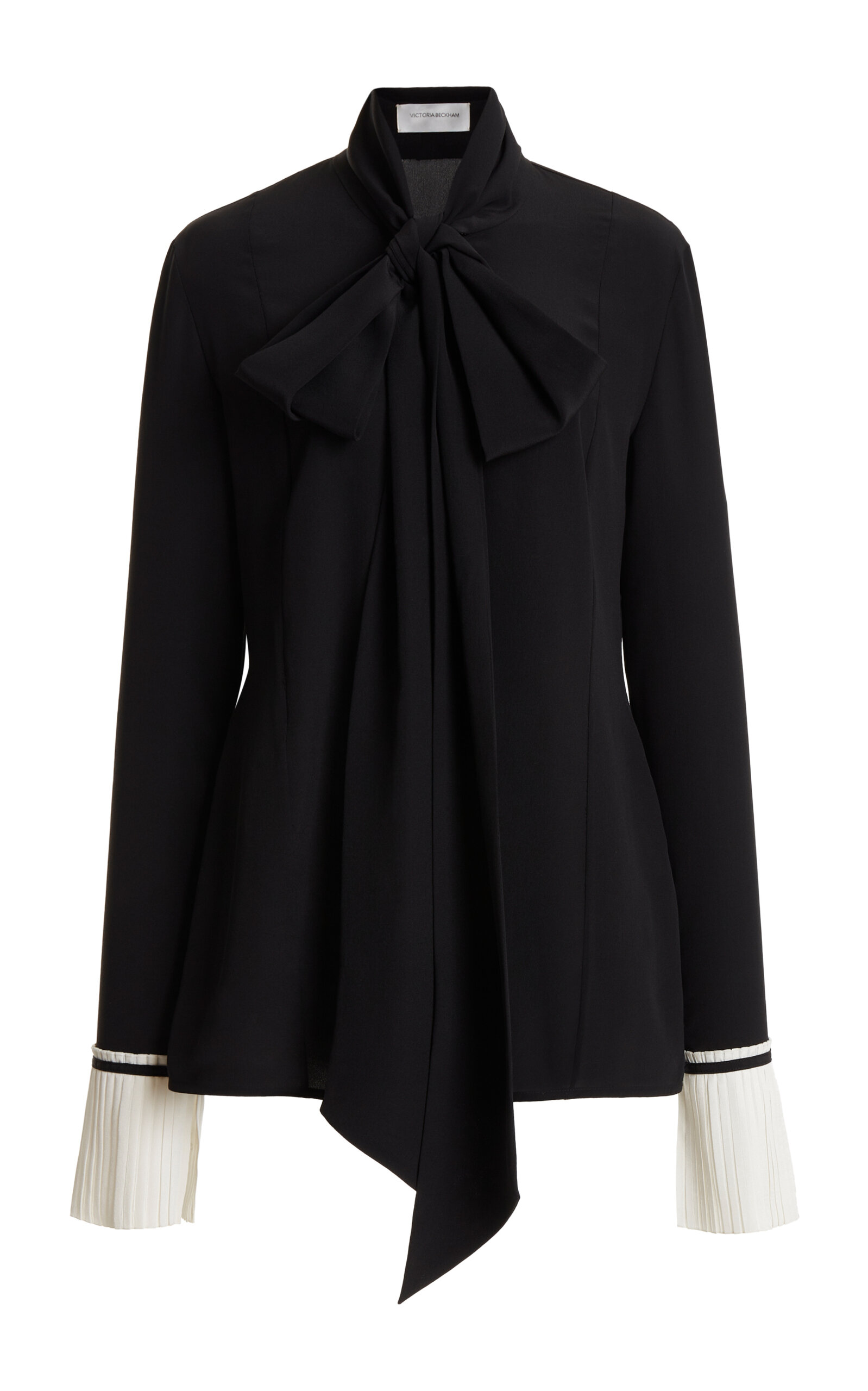 Shop Victoria Beckham Pleated Silk Blouse In Black