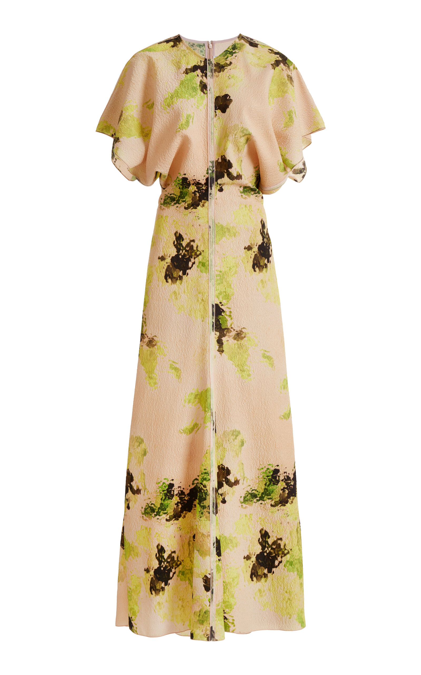 Shop Victoria Beckham Draped Printed Midi Dress In Multi